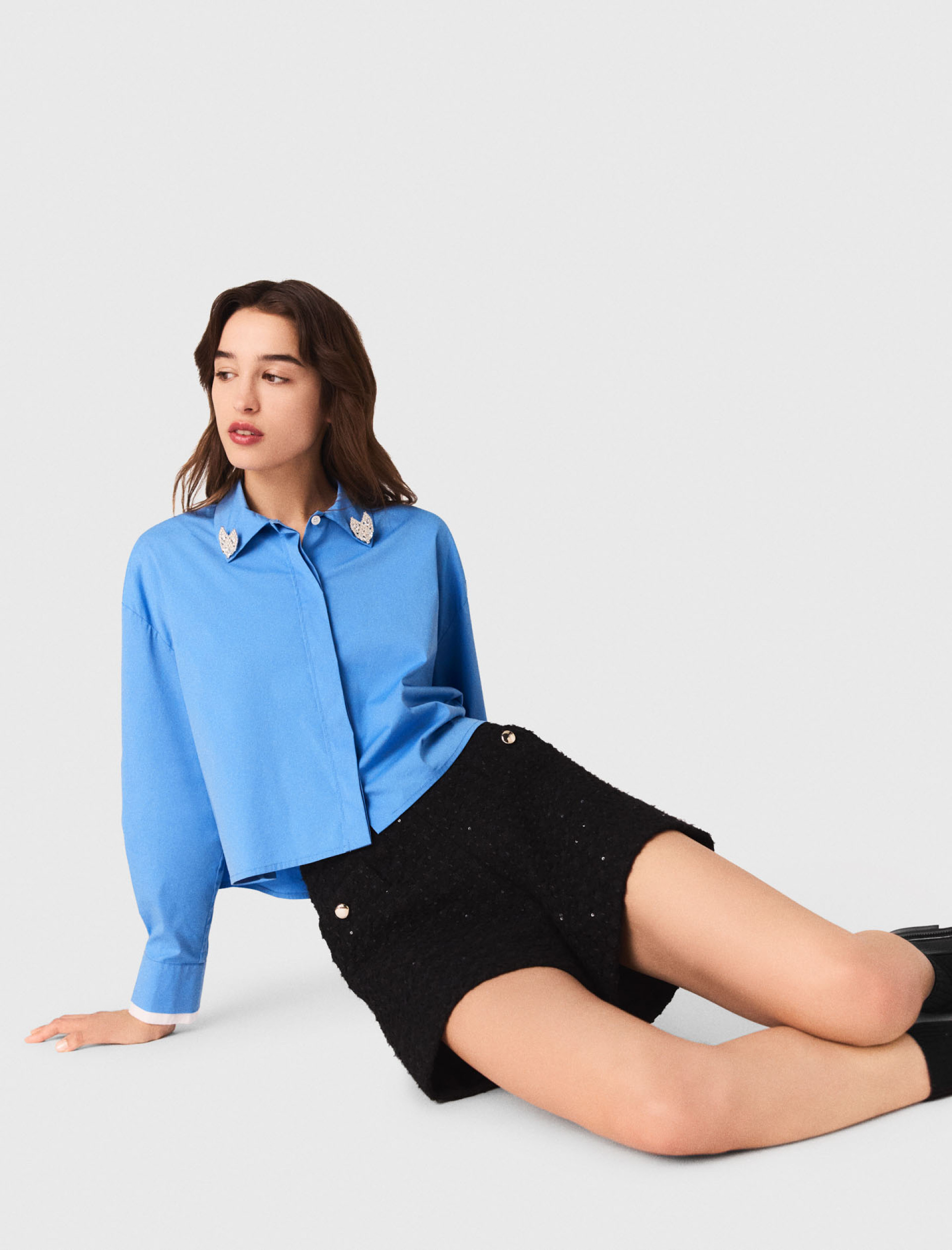 Женские твидовые шорты с пайетками Женские твидовые шорты с пайетками