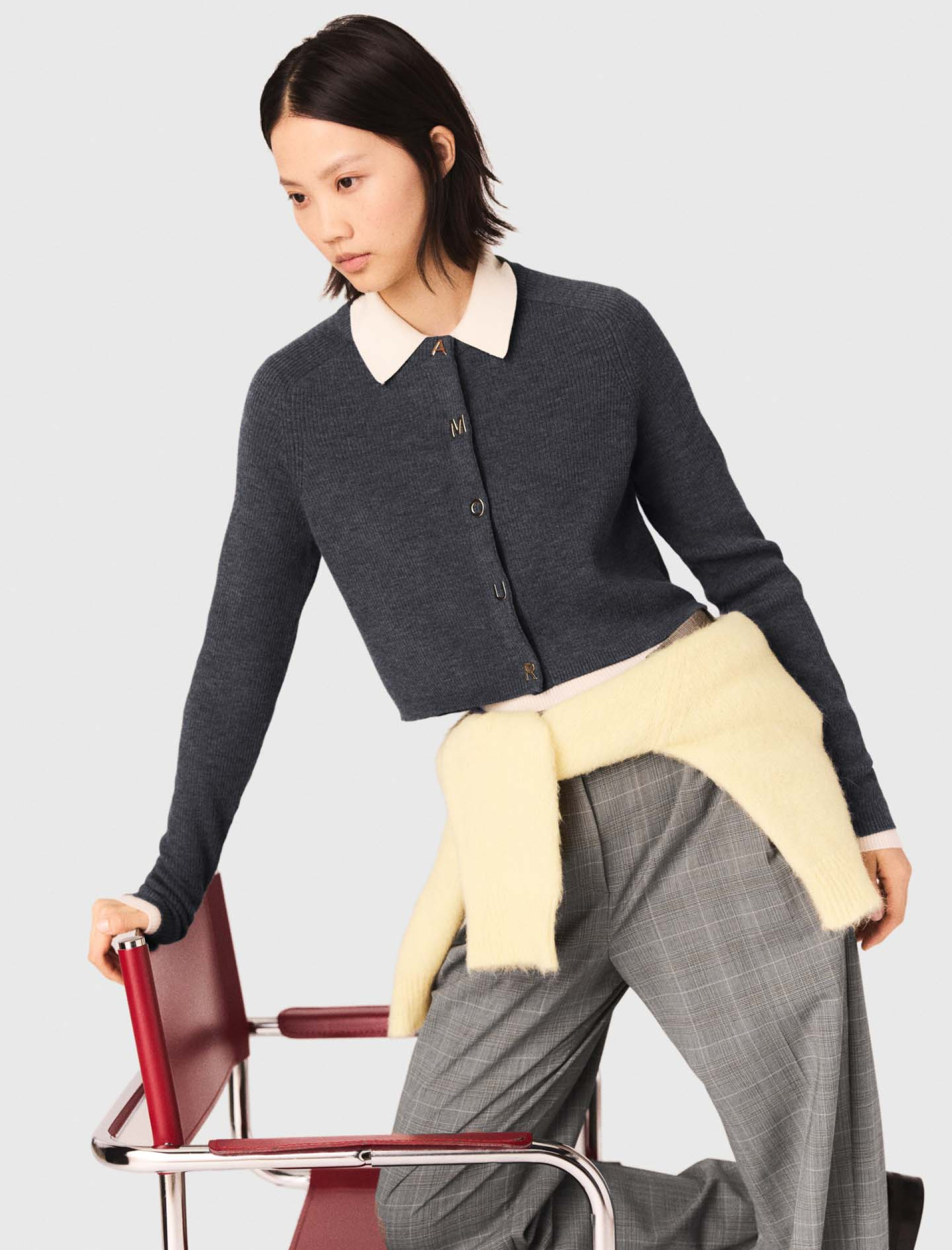 Женский кардиган в рубчик с круглым вырезом Женский кардиган в рубчик с круглым вырезом