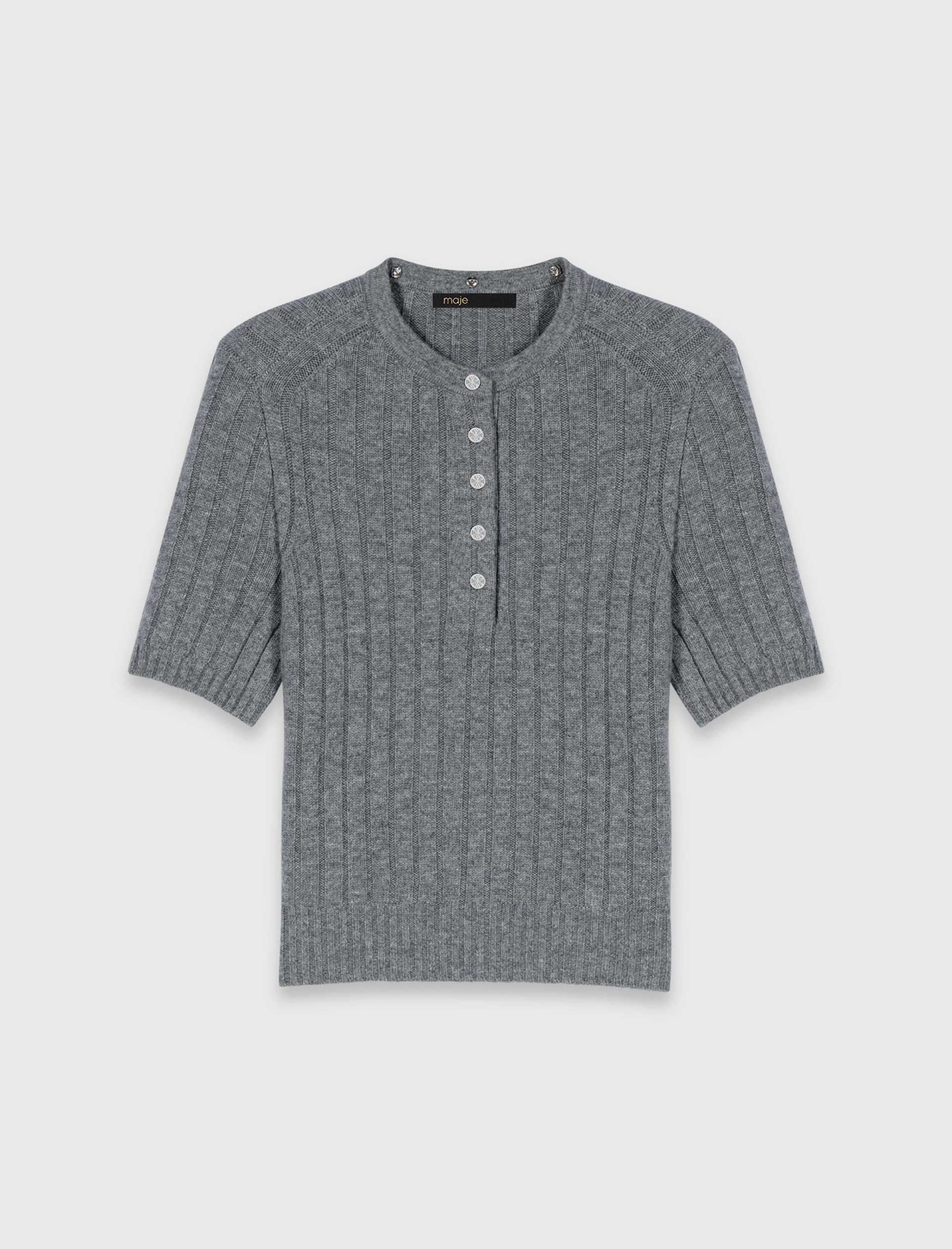 Жіночий сірий джемпер з декорованим коміром Жіночий сірий джемпер з декорованим коміром