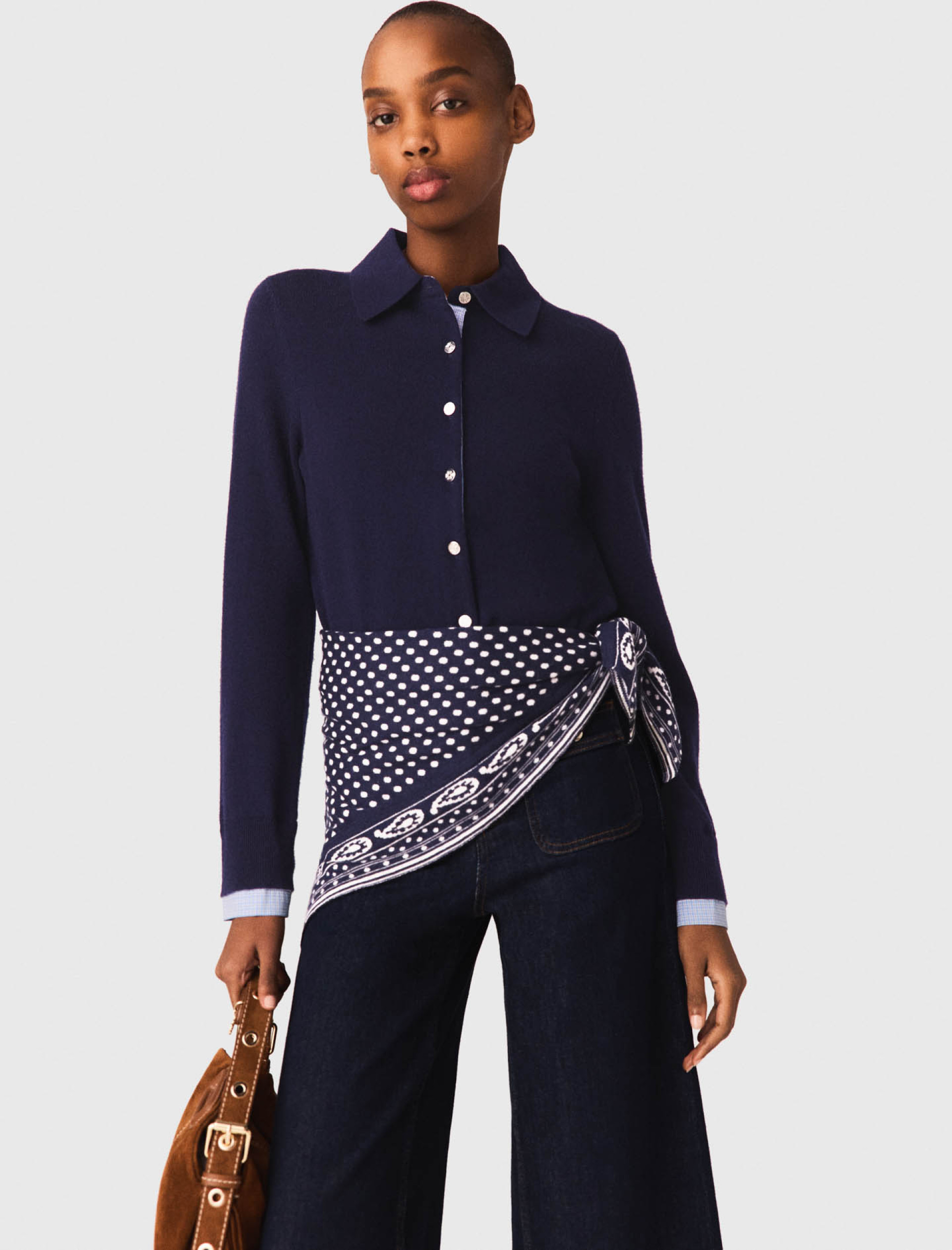 Жіночий синій кардиган зі з'ємними деталями Жіночий синій кардиган зі з'ємними деталями