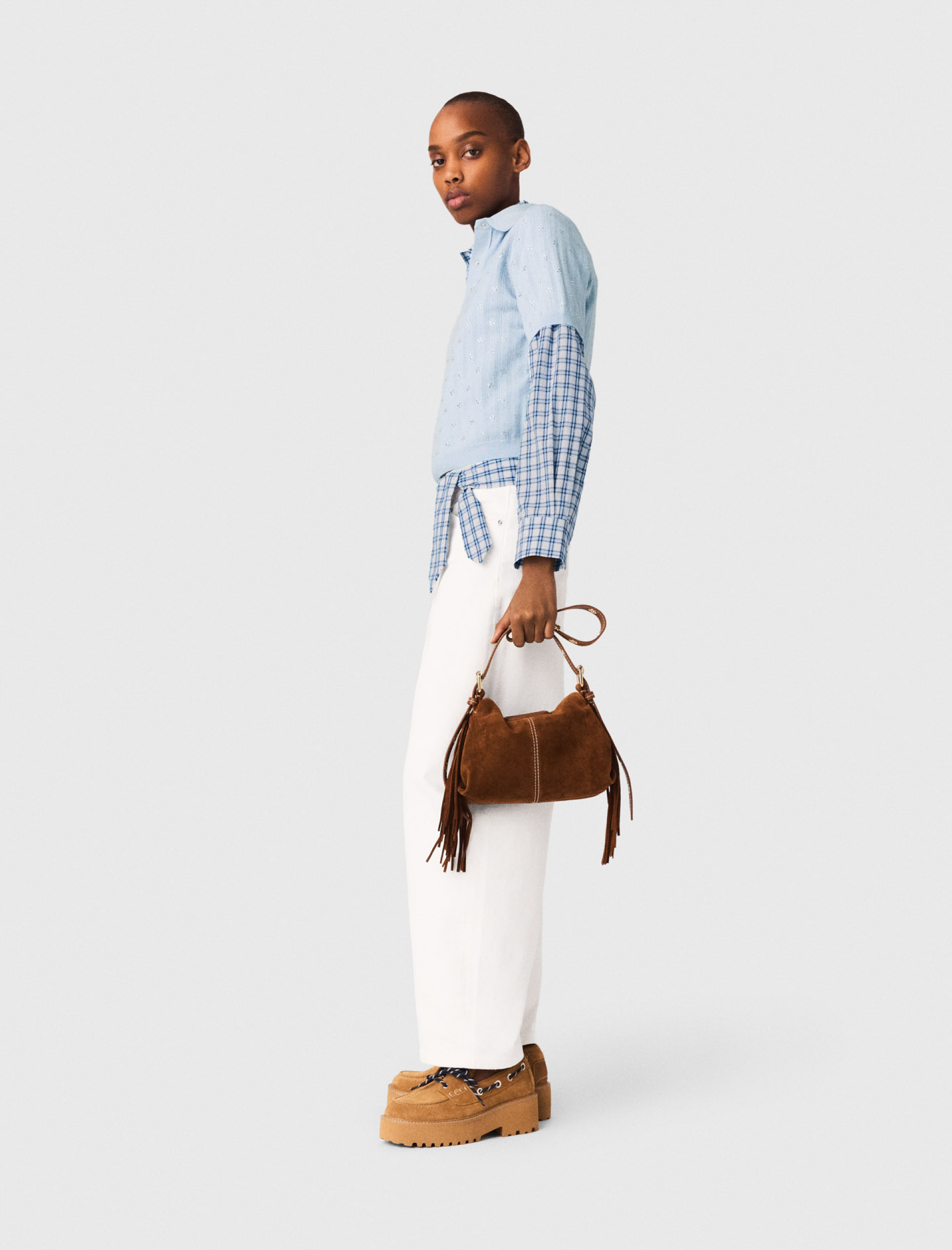 Жіночий короткий джемпер-поло зі стразами