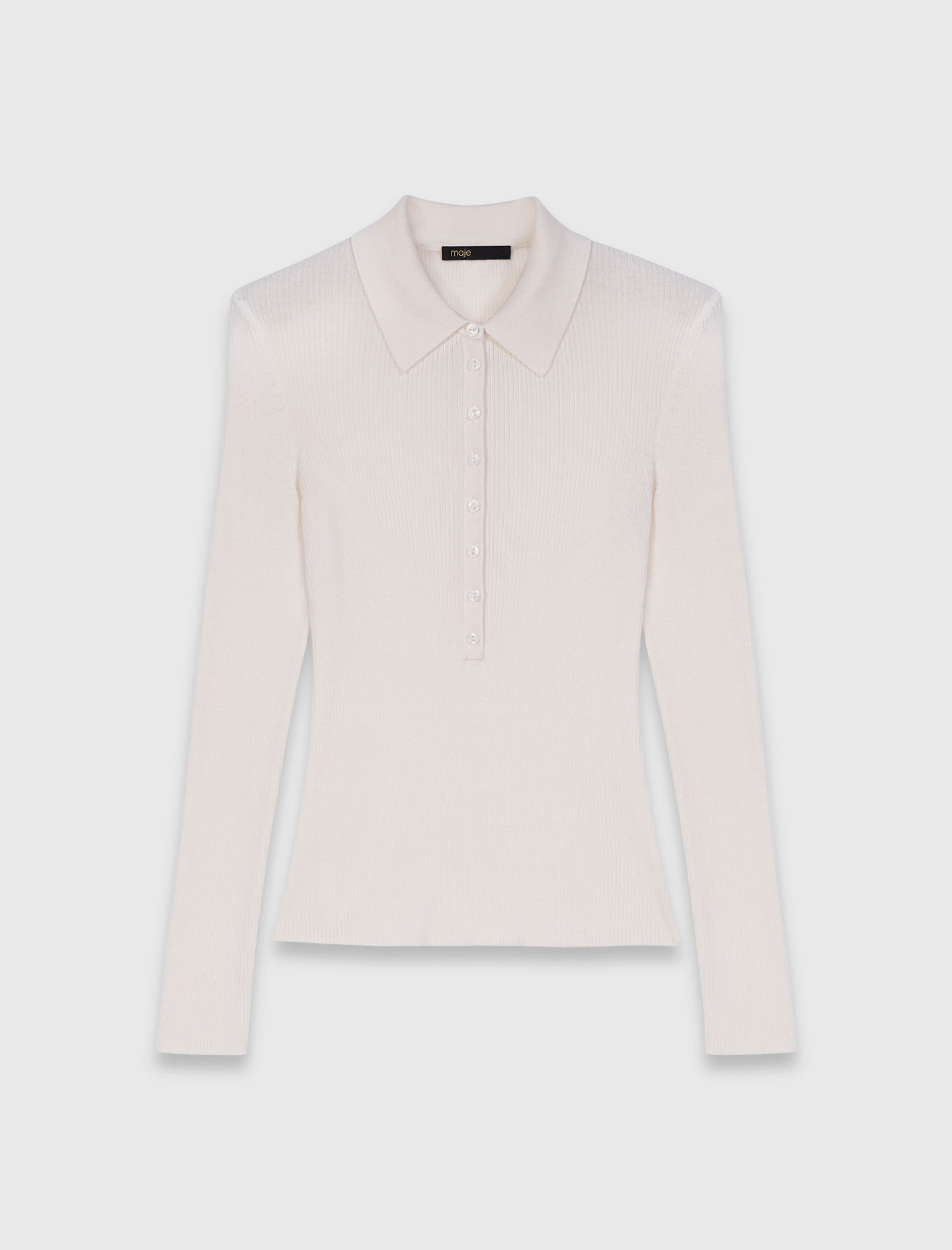 Жіночий джемепер у рубчик з коміром-поло Жіночий джемепер у рубчик з коміром-поло