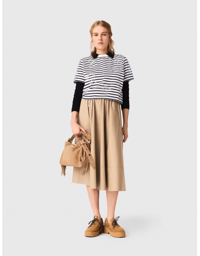 Жіноча смугаста футболка зі стразами