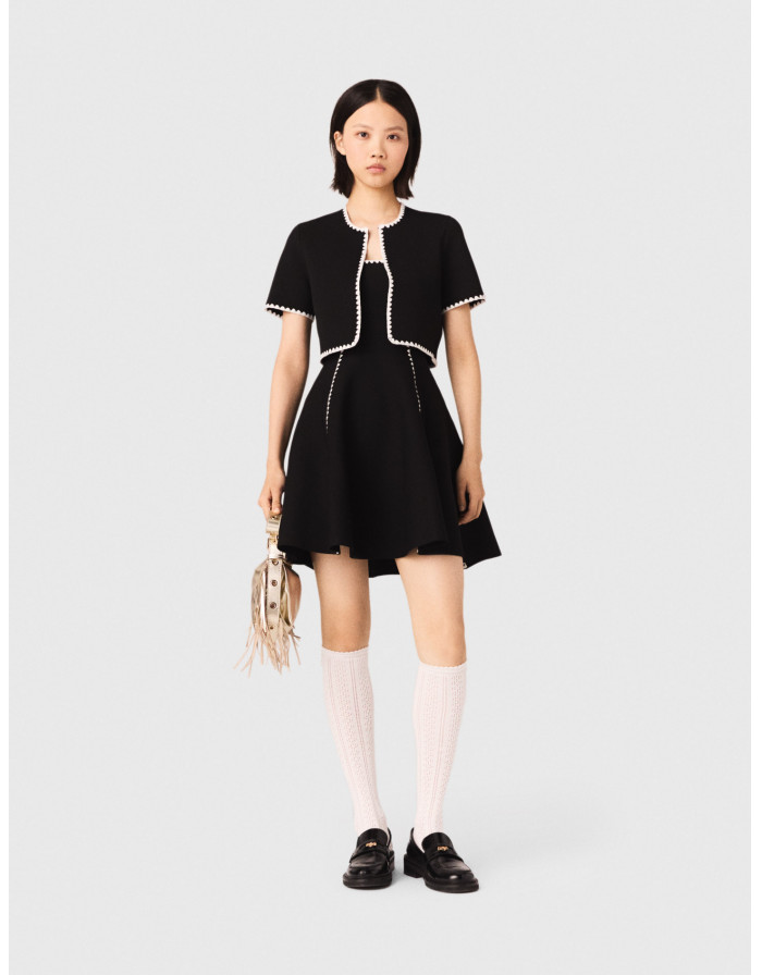 Женский короткий кардиган с декоративной строчкой