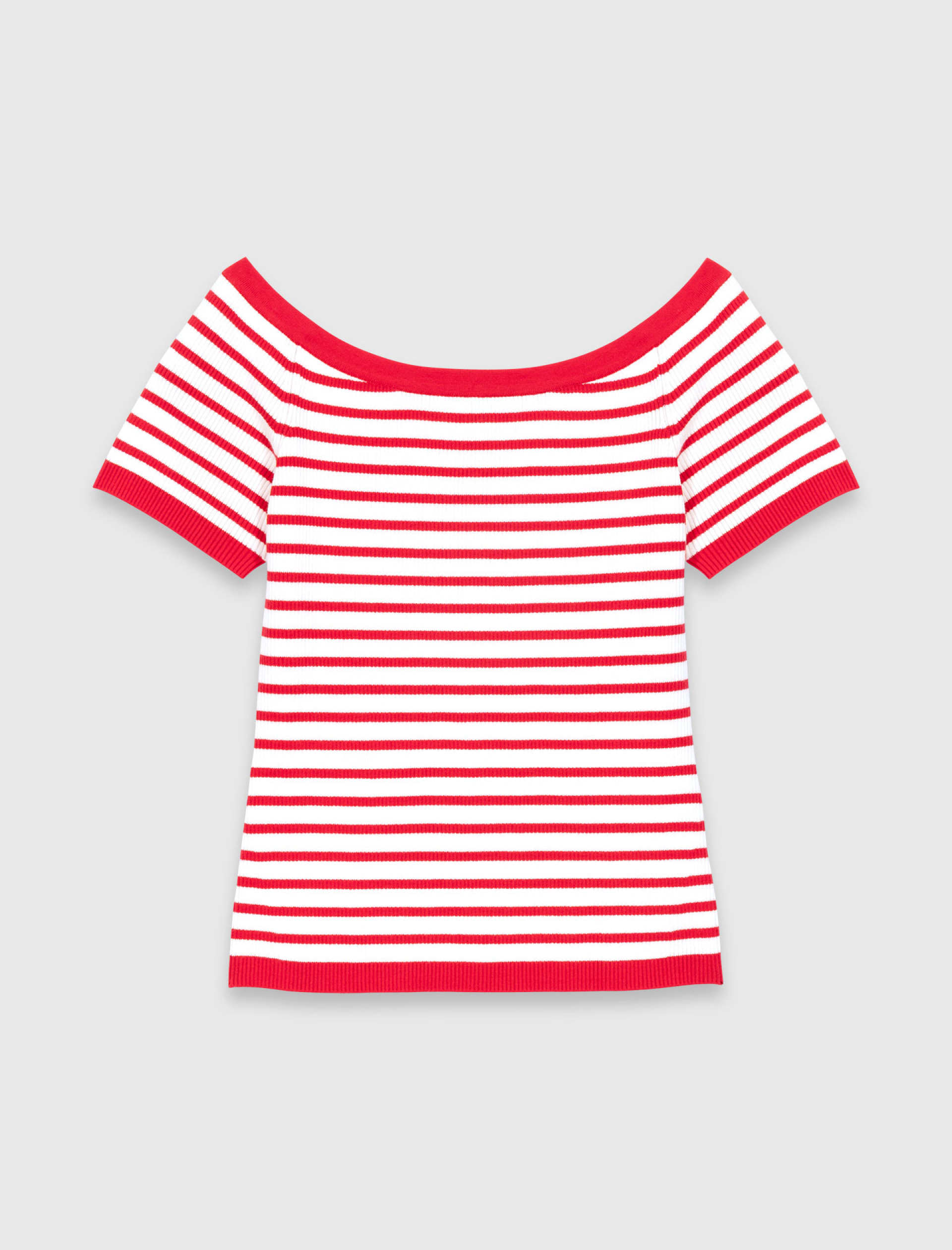 Женский топ в полоску с вырезом-лодочкой Женский топ в полоску с вырезом-лодочкой