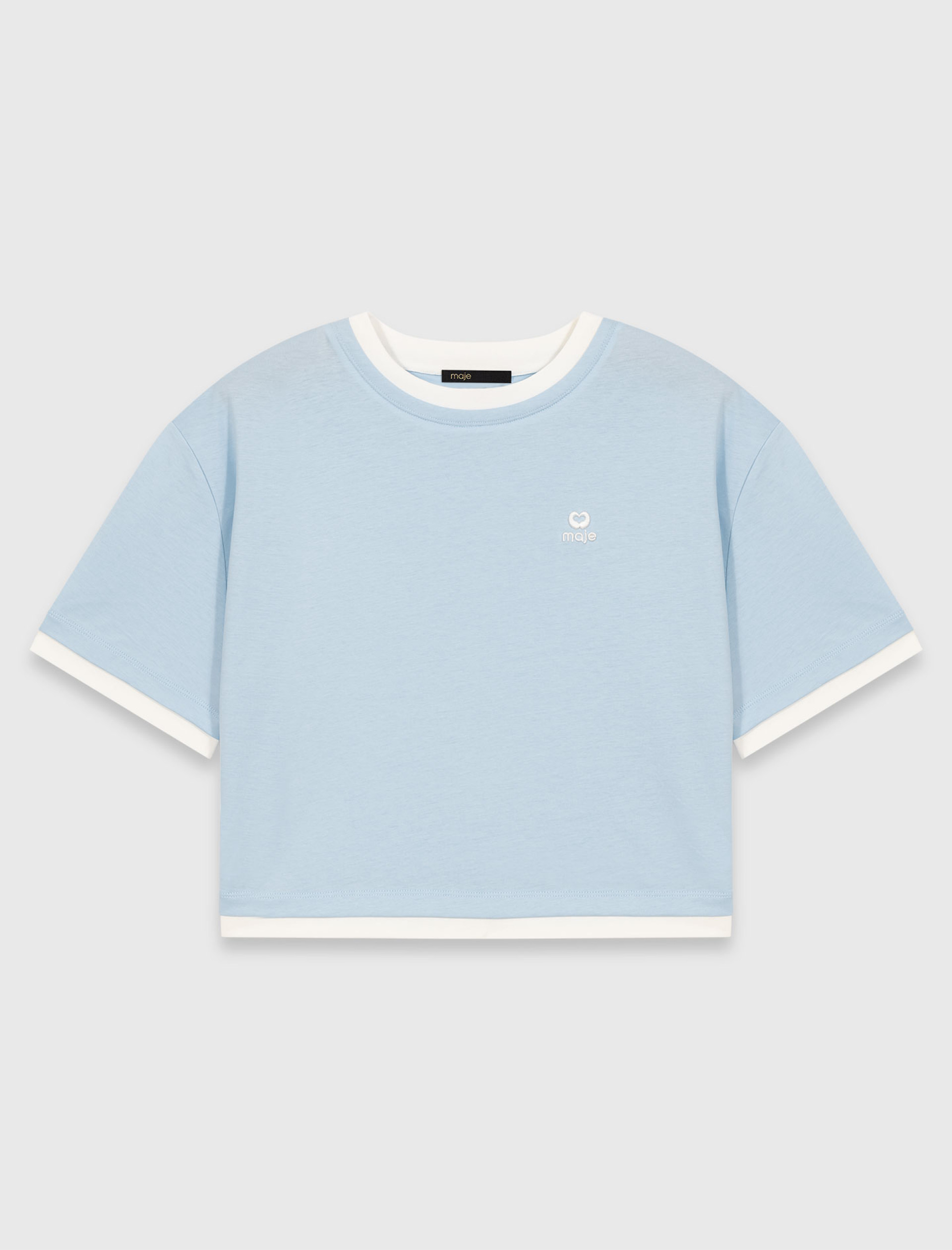 Жіноча блакитна футболка з контрастними вставками