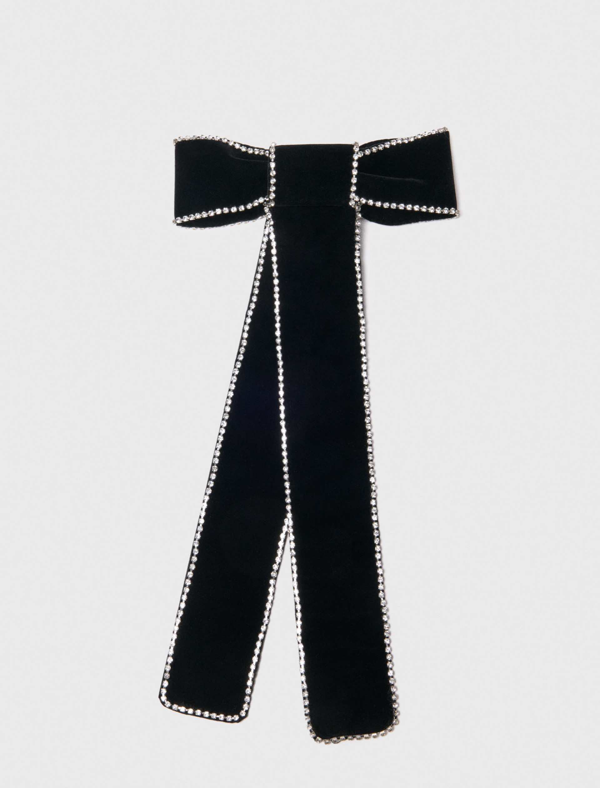 Жіноча оксамитова шпилька-бантик зі стразами