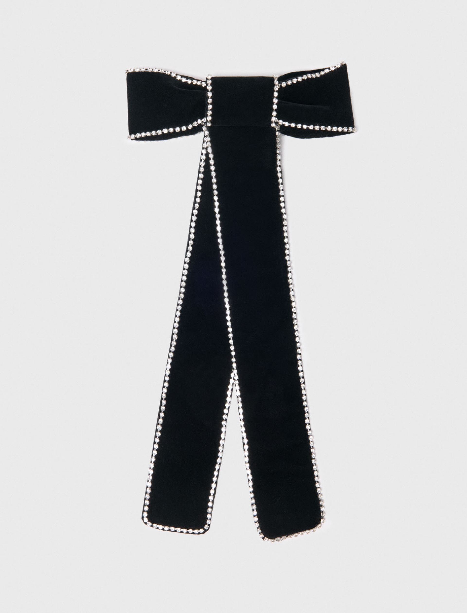 Жіноча оксамитова шпилька-бантик зі стразами