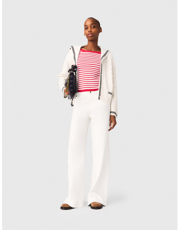 Женский молочный кардиган фактурной вязки