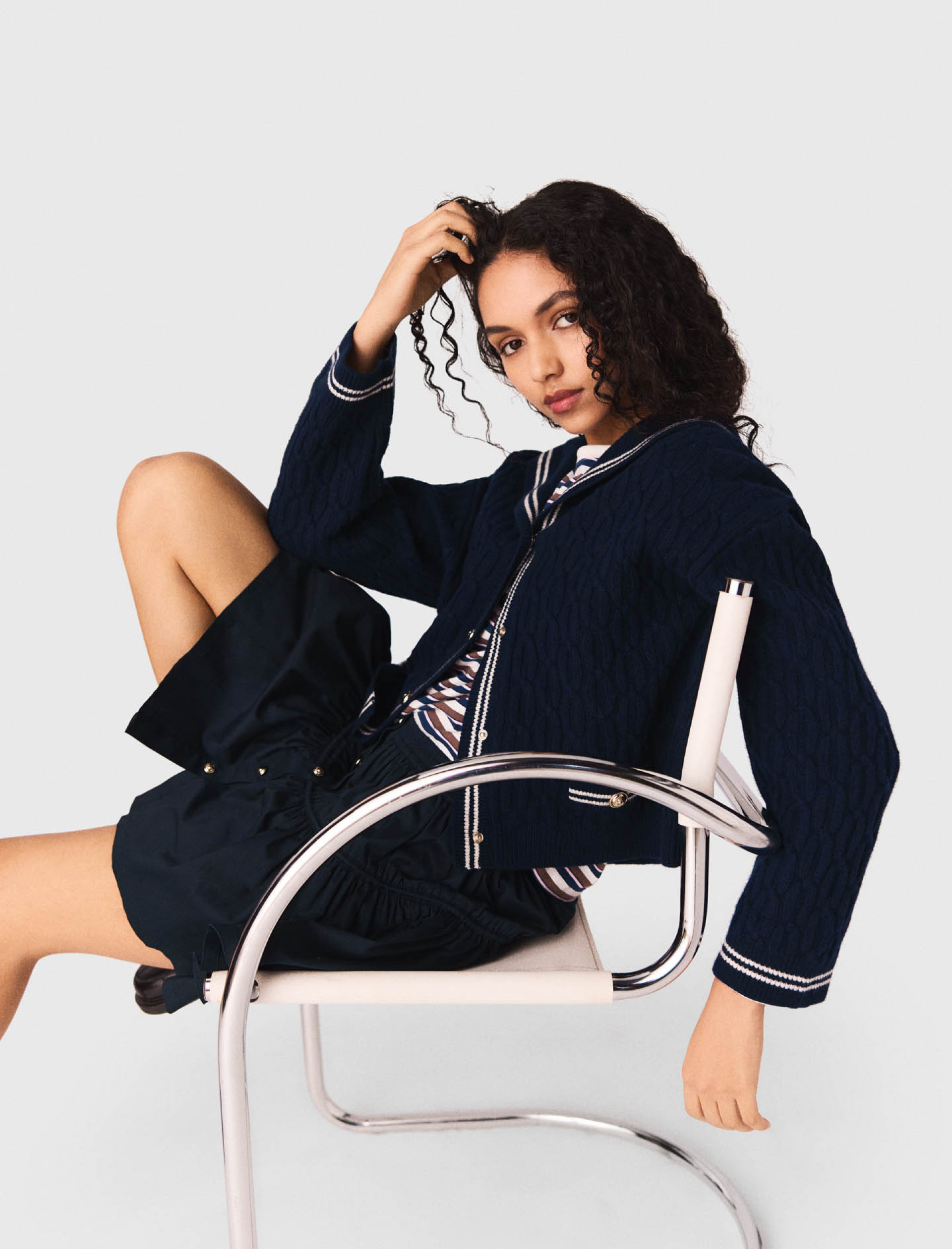 Женский синий кардиган фактурной вязки Женский синий кардиган фактурной вязки