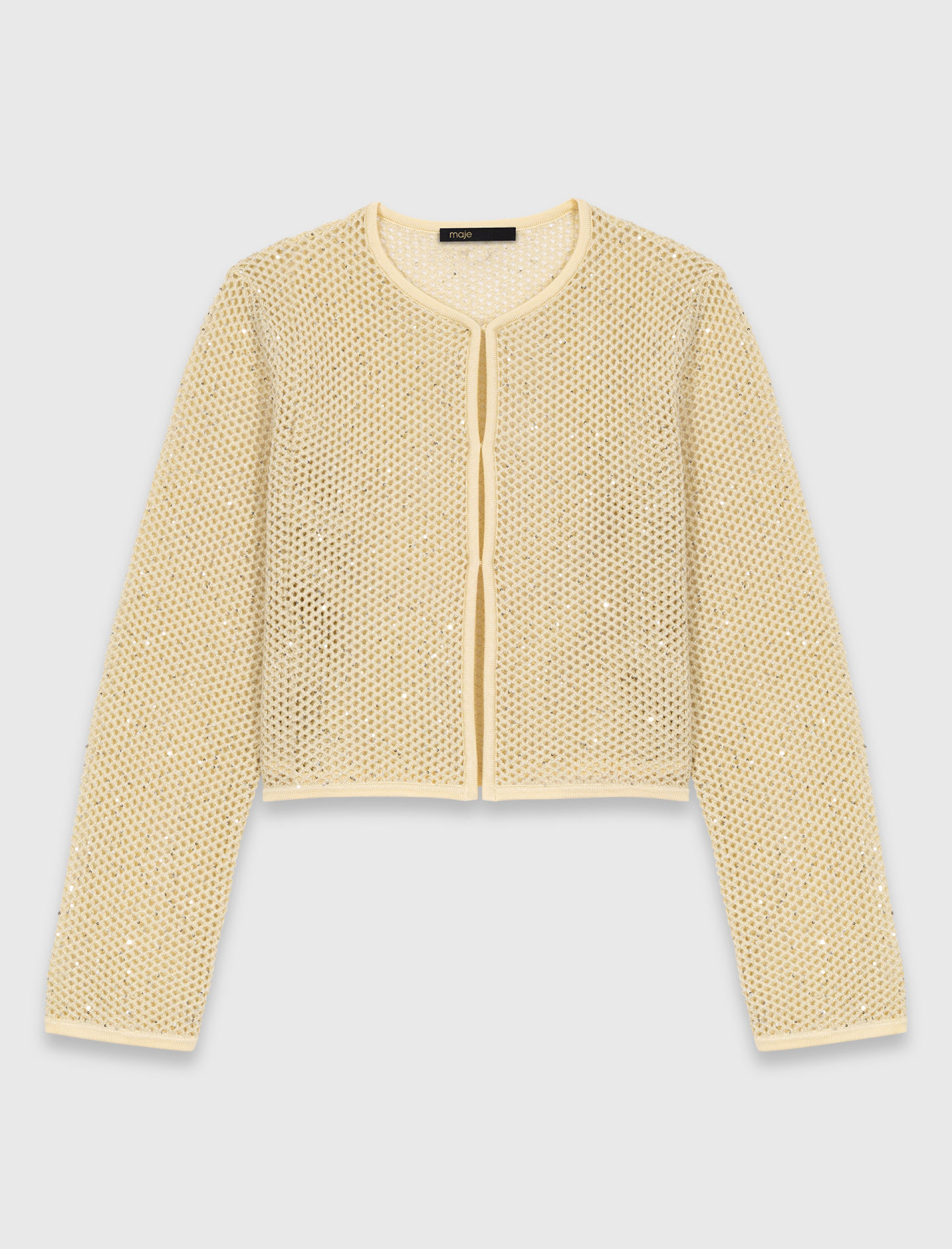 Женский желтый в'язаный кардиган с пайетками Женский желтый в'язаный кардиган с пайетками