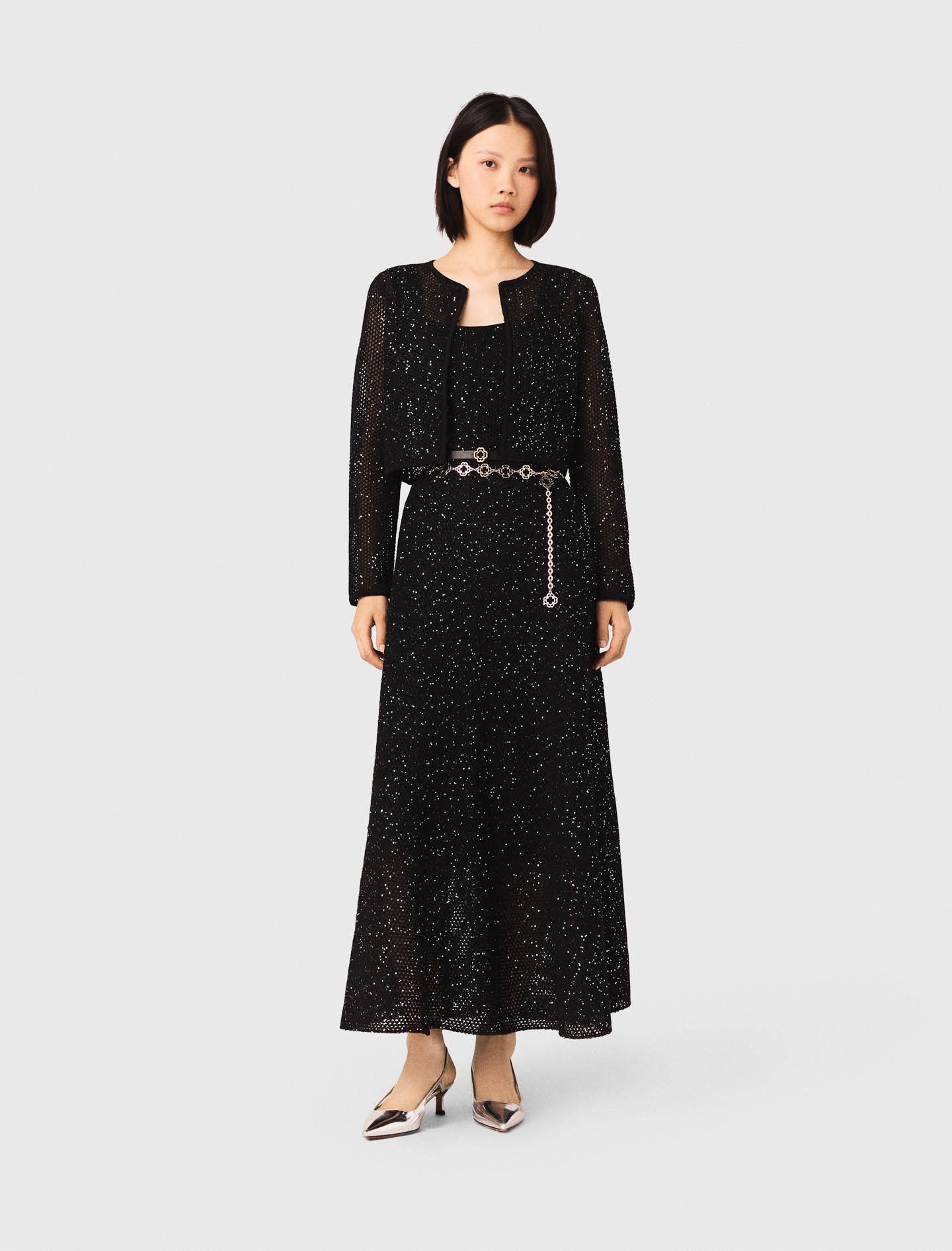 Женский вязаный кардиган со стразами