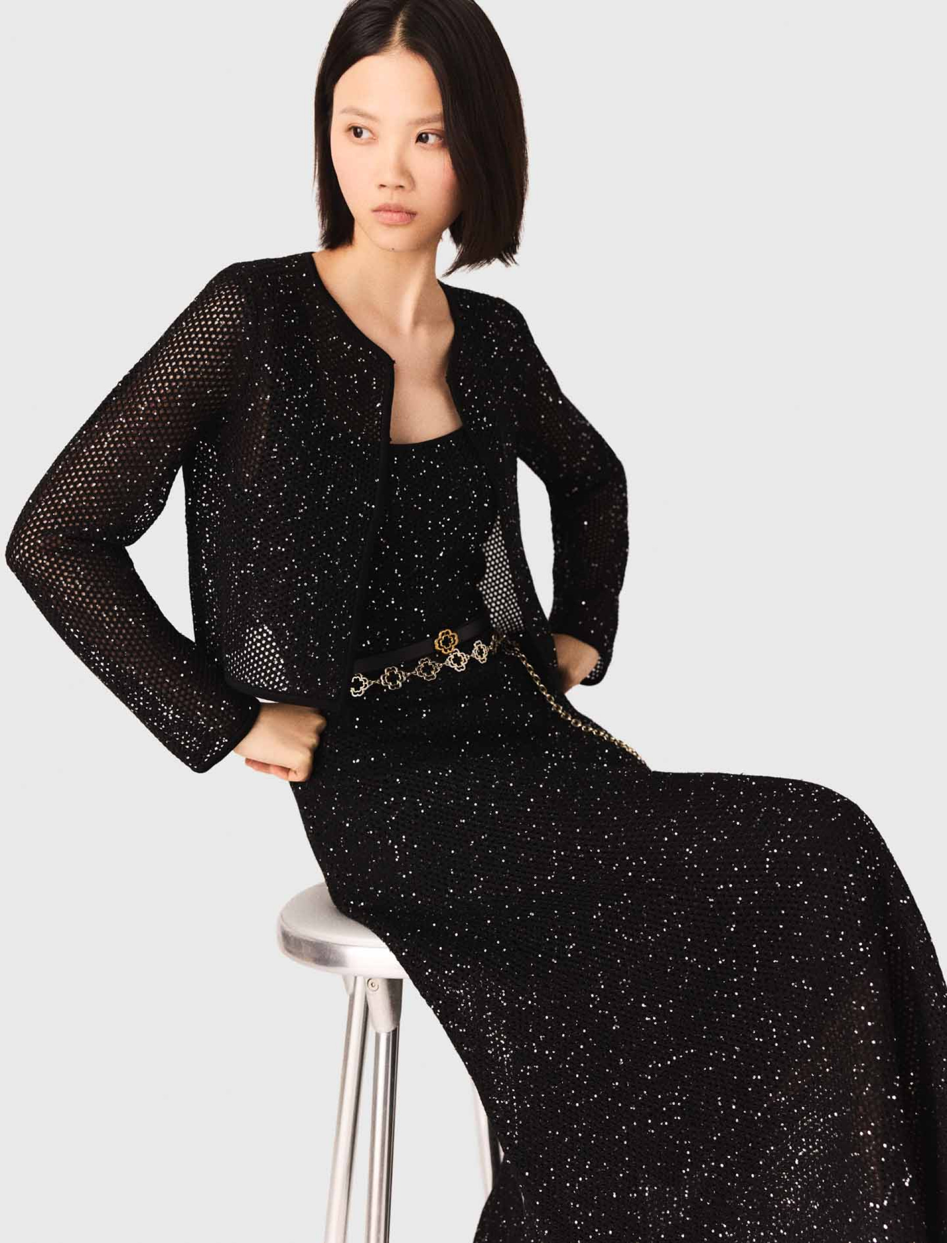 Женский вязаный кардиган со стразами Женский вязаный кардиган со стразами