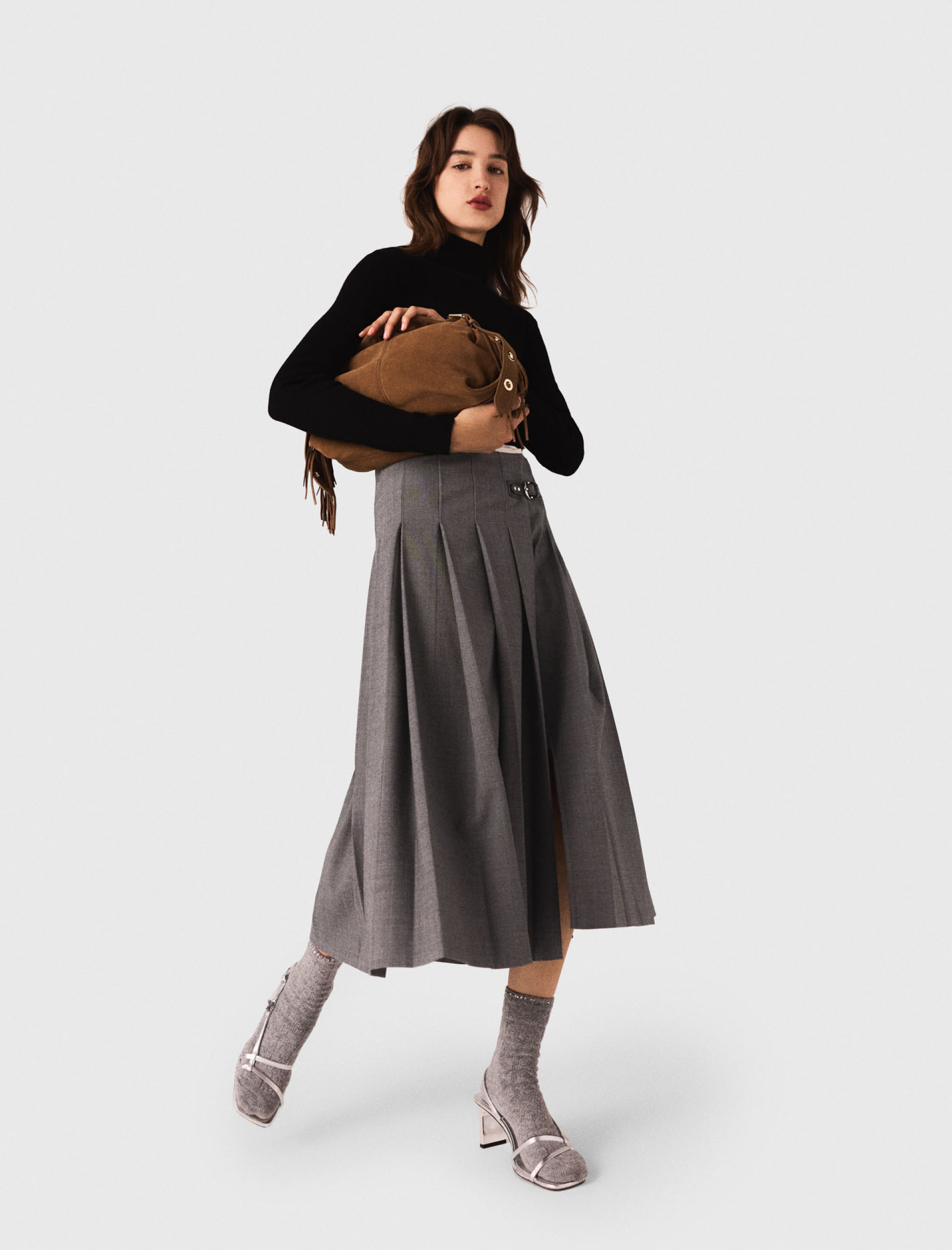 Женская длинная плиссированная юбка