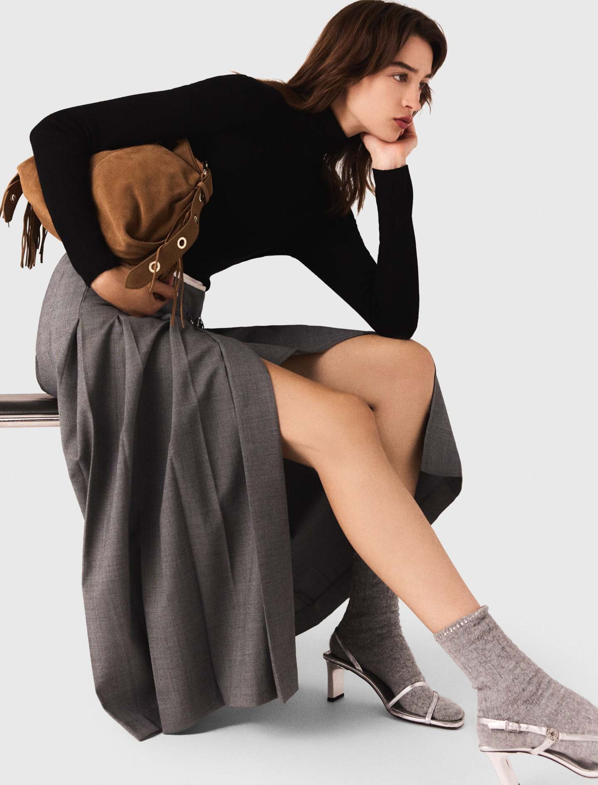 Женская длинная плиссированная юбка