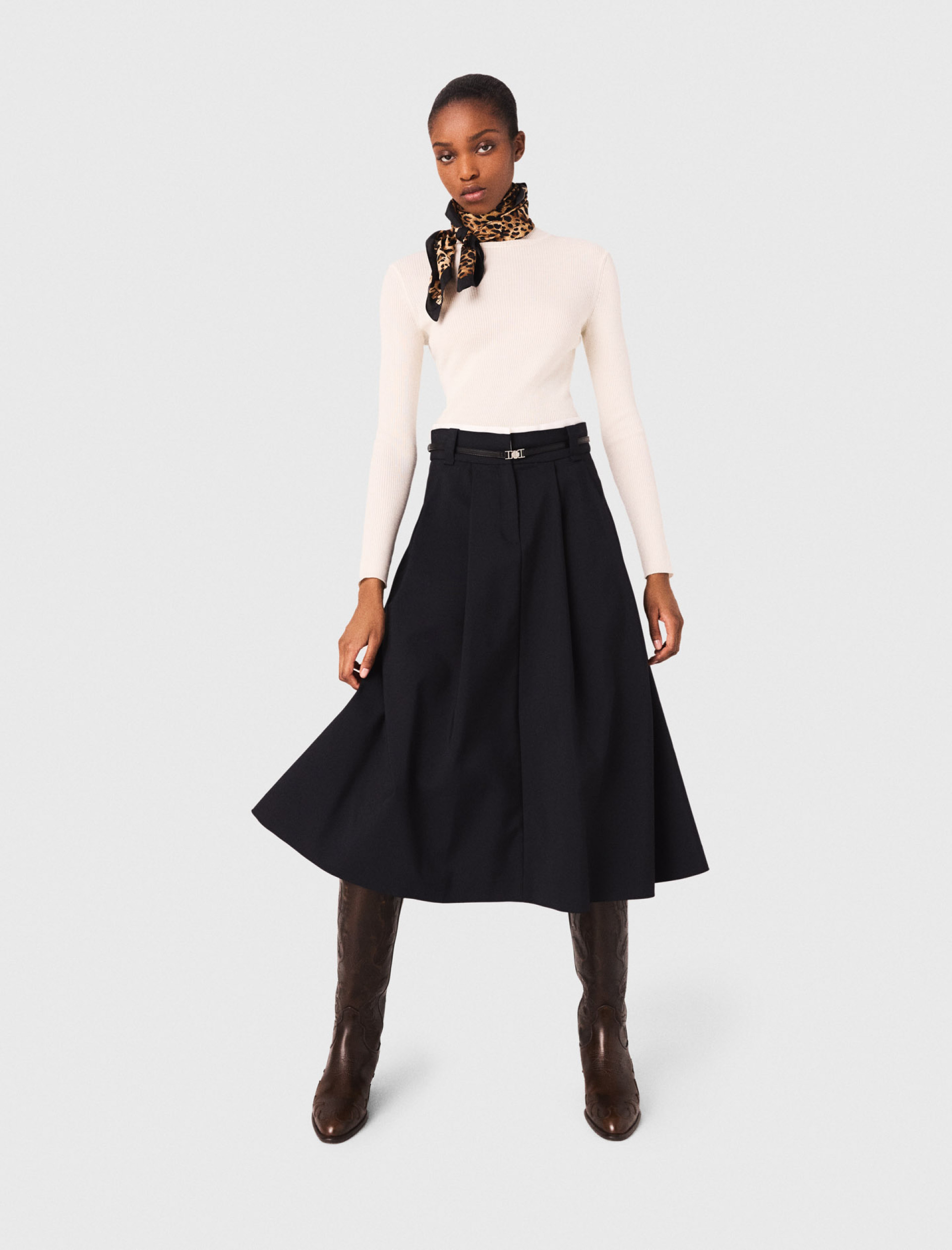 Жіноча довга бавовняна спідниця з поясом