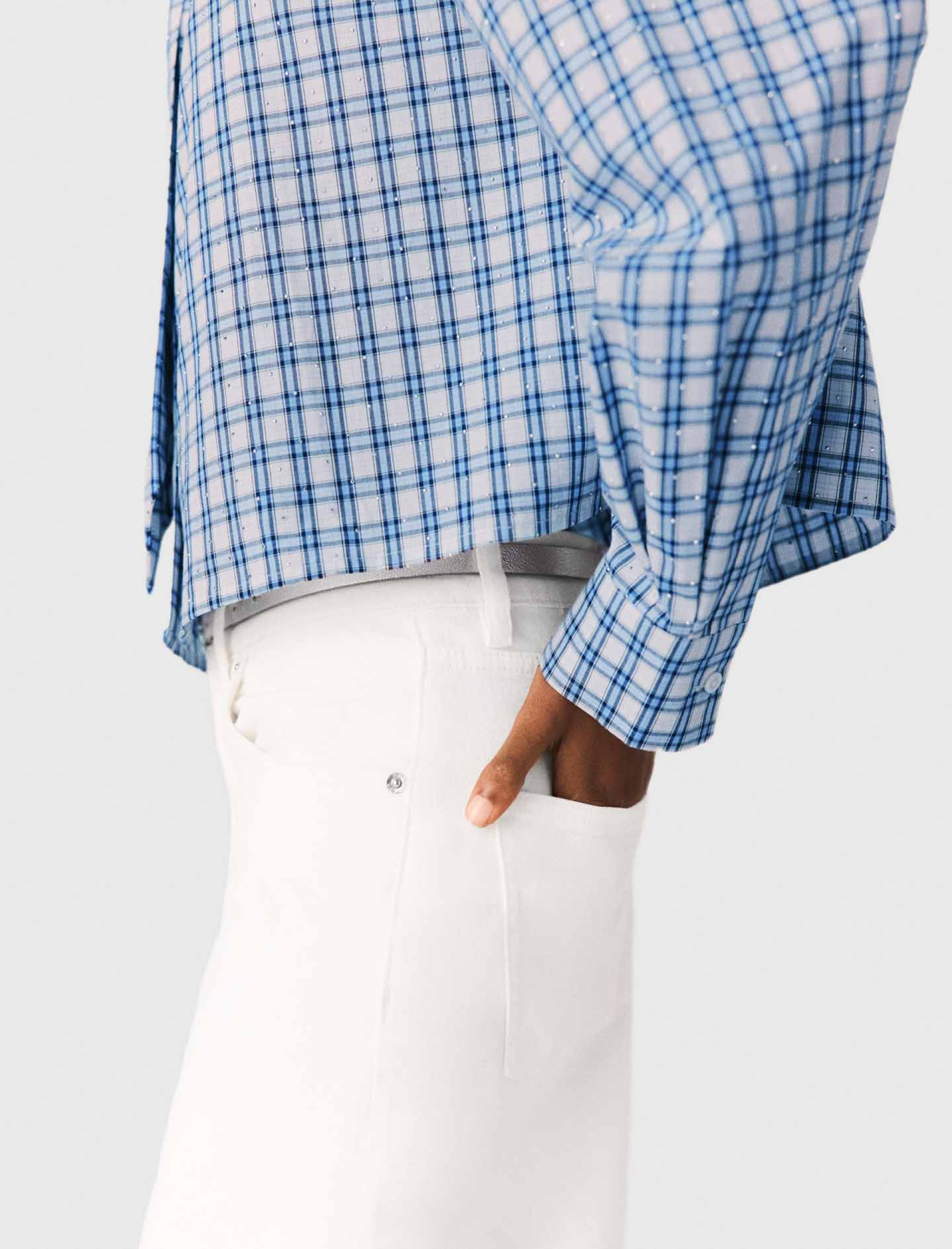 Женская укороченная рубашка в клетку Женская укороченная рубашка в клетку