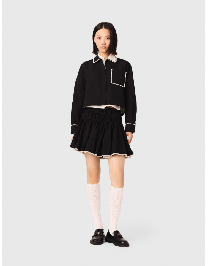 Жіноча спідниця з тафти та оздобленням з перлів