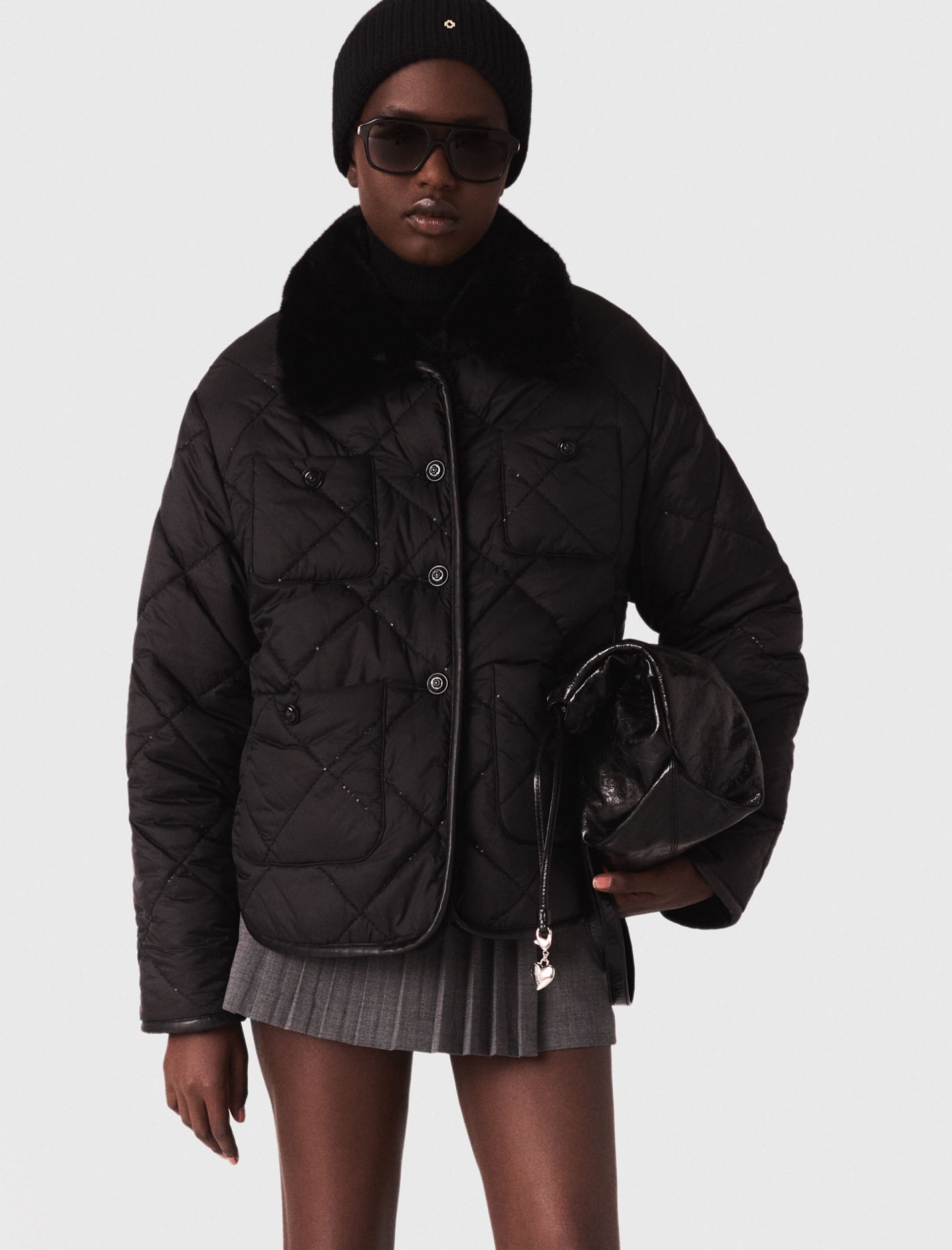 Жіноча двостороння куртка-пуховик з паєтками