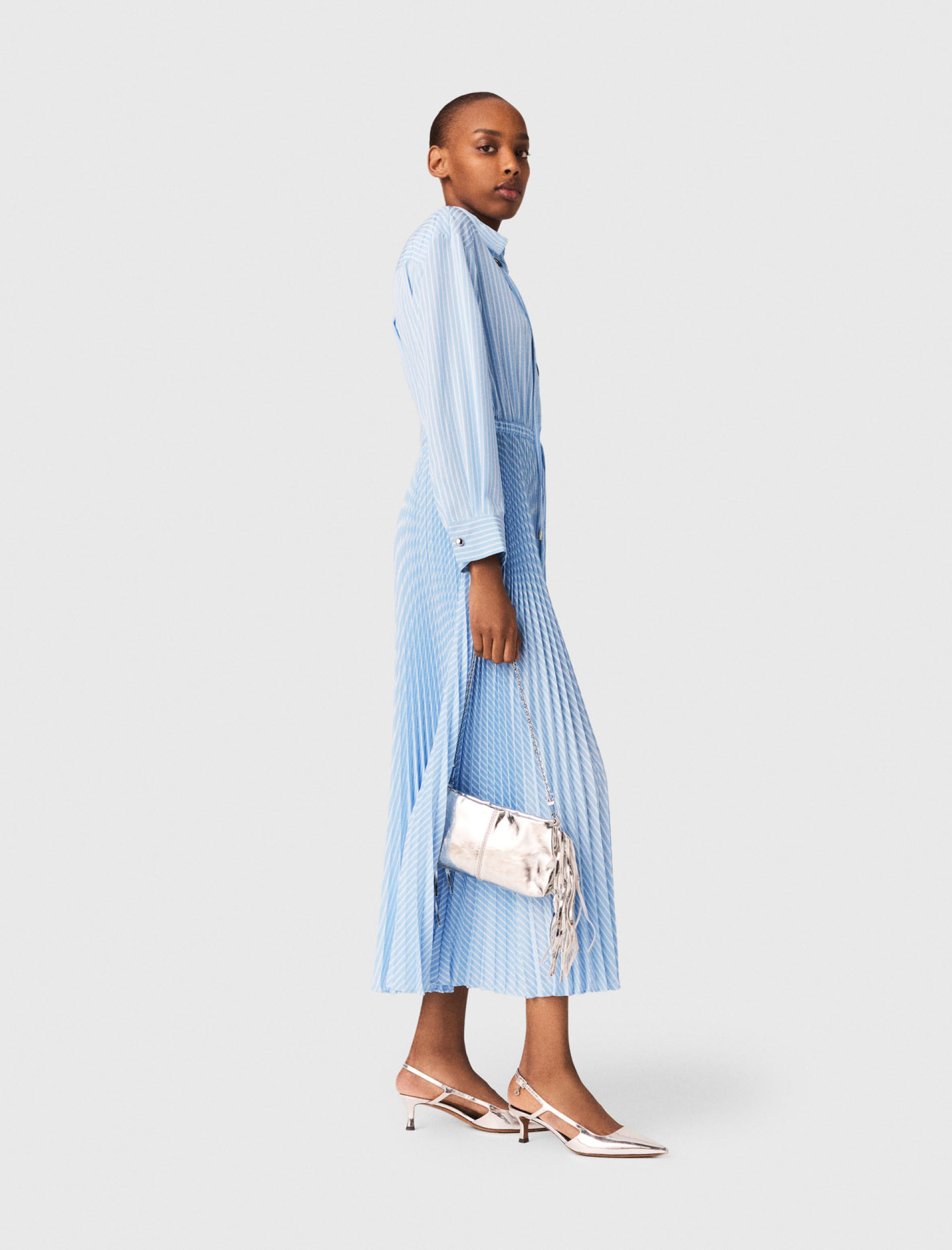 Жіноча плісирована сукня у смужку