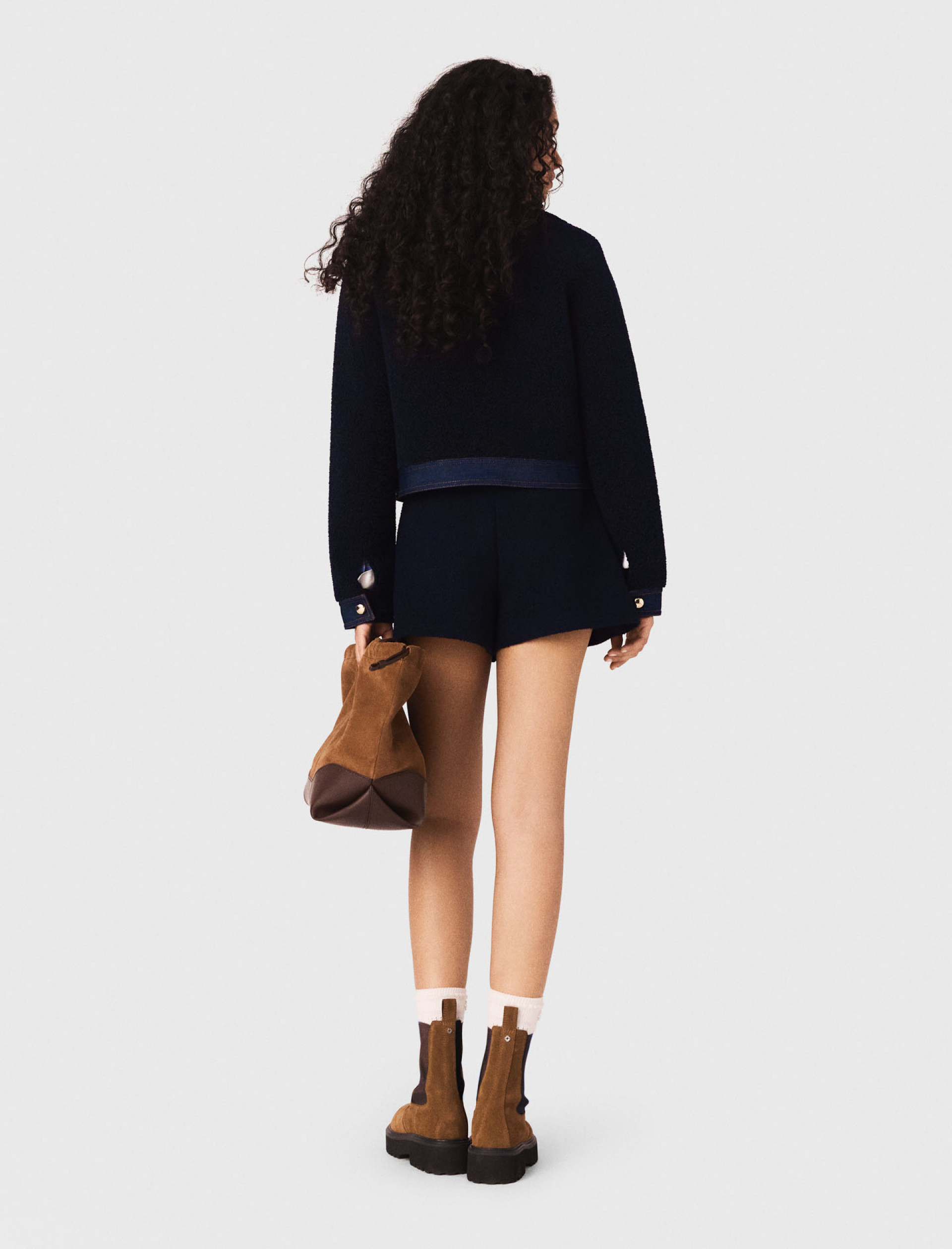 Жіноча куртка букле з джинсовими деталями