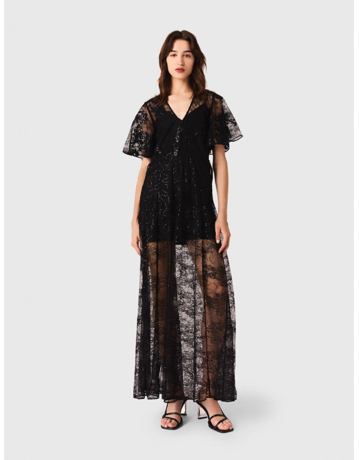 Жіноча довга мереживна сукня