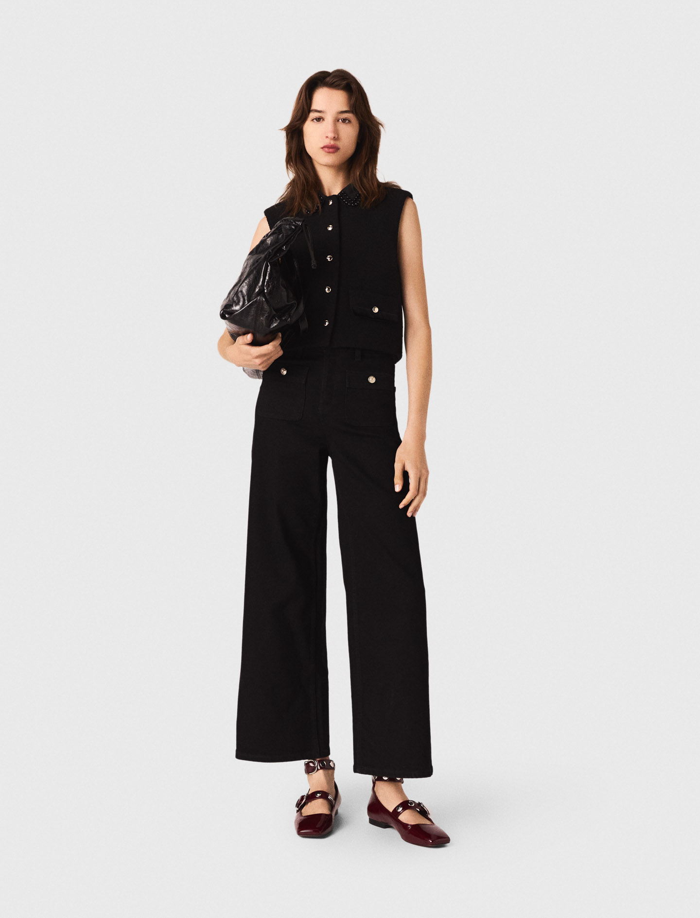 Женский твидовый топ с бархатной отделкой