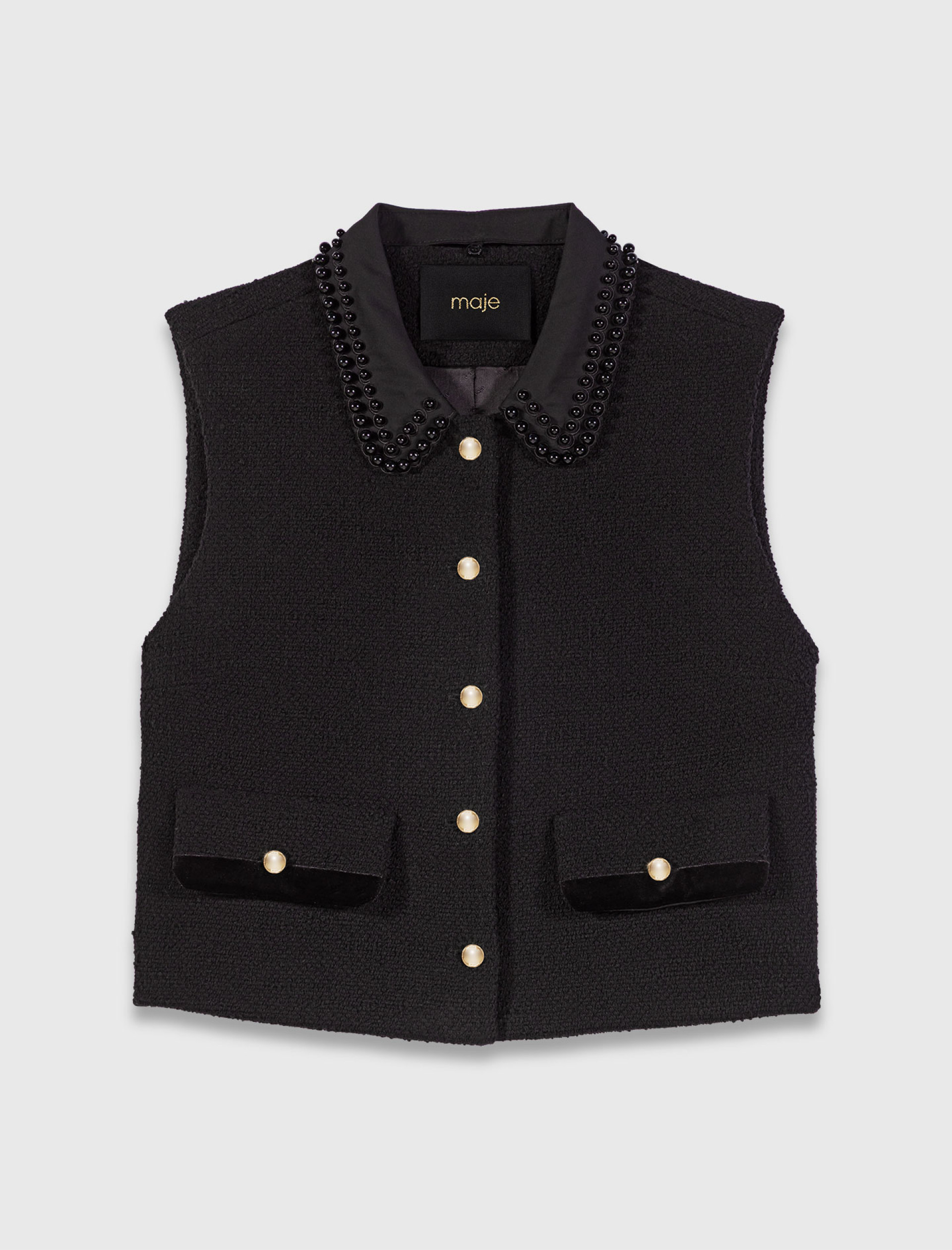 Женский твидовый топ с бархатной отделкой