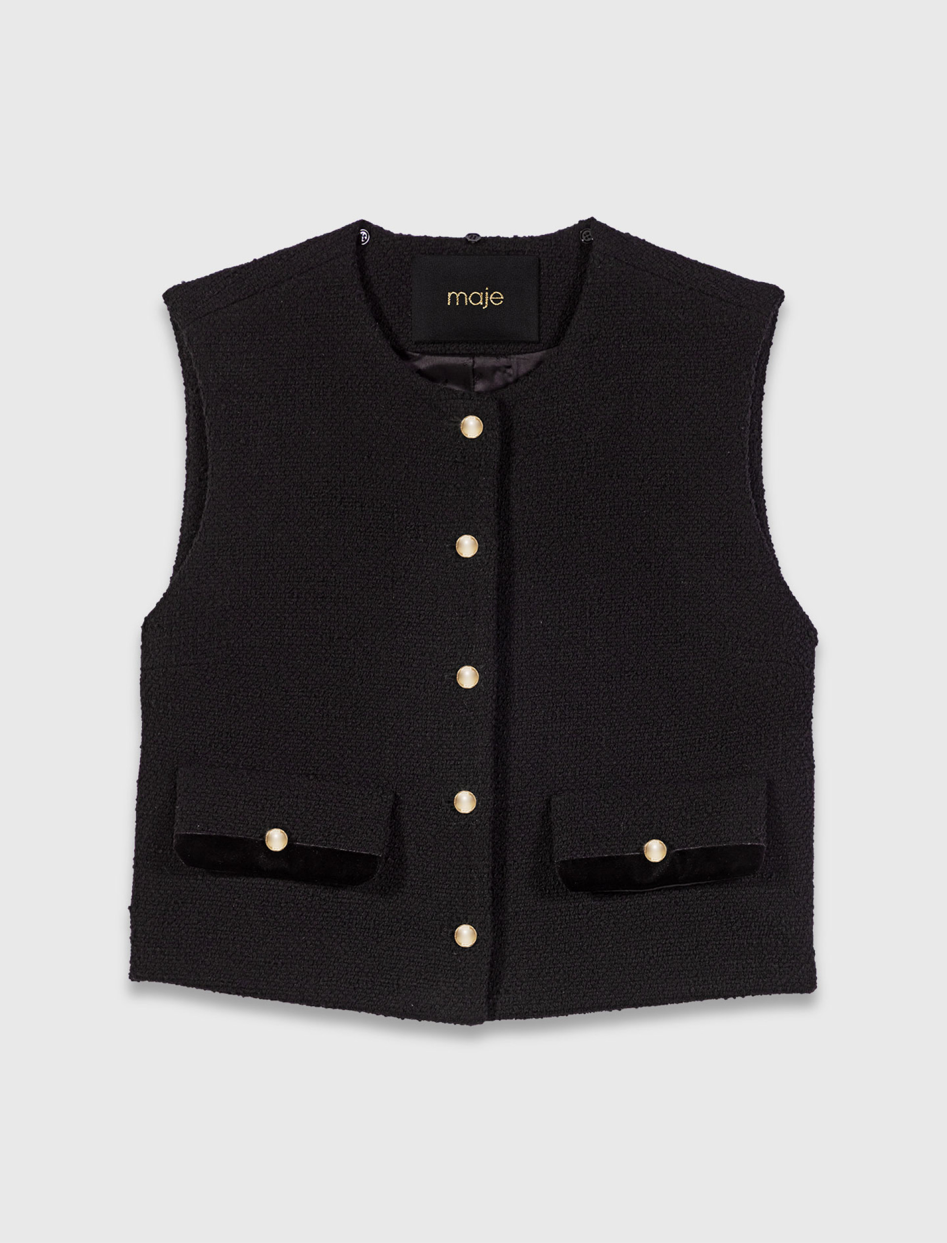 Женский твидовый топ с бархатной отделкой