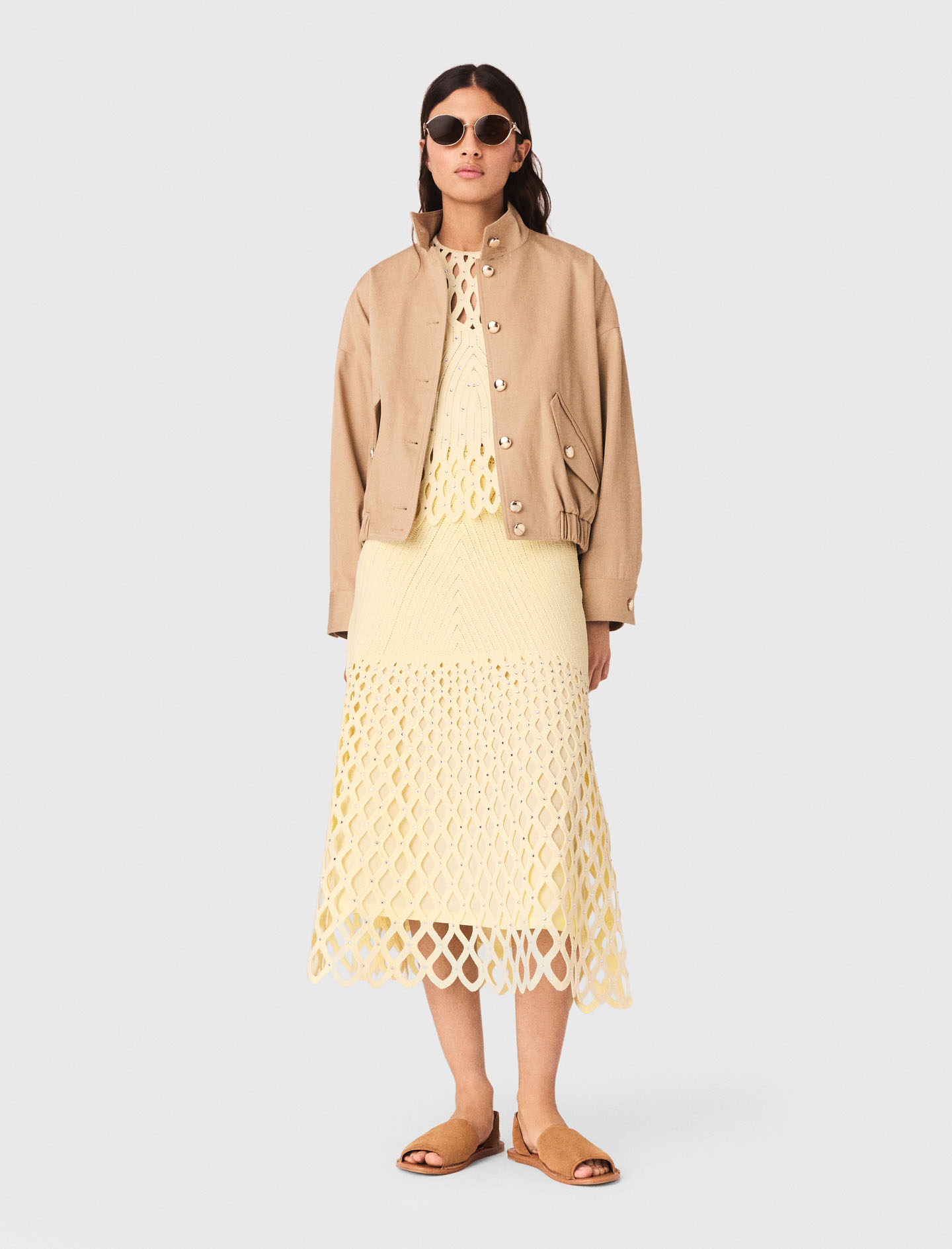 Жіноча жовта спідниця ажурної в'язки