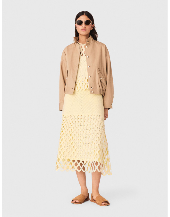 Жіноча жовта спідниця ажурної в'язки
