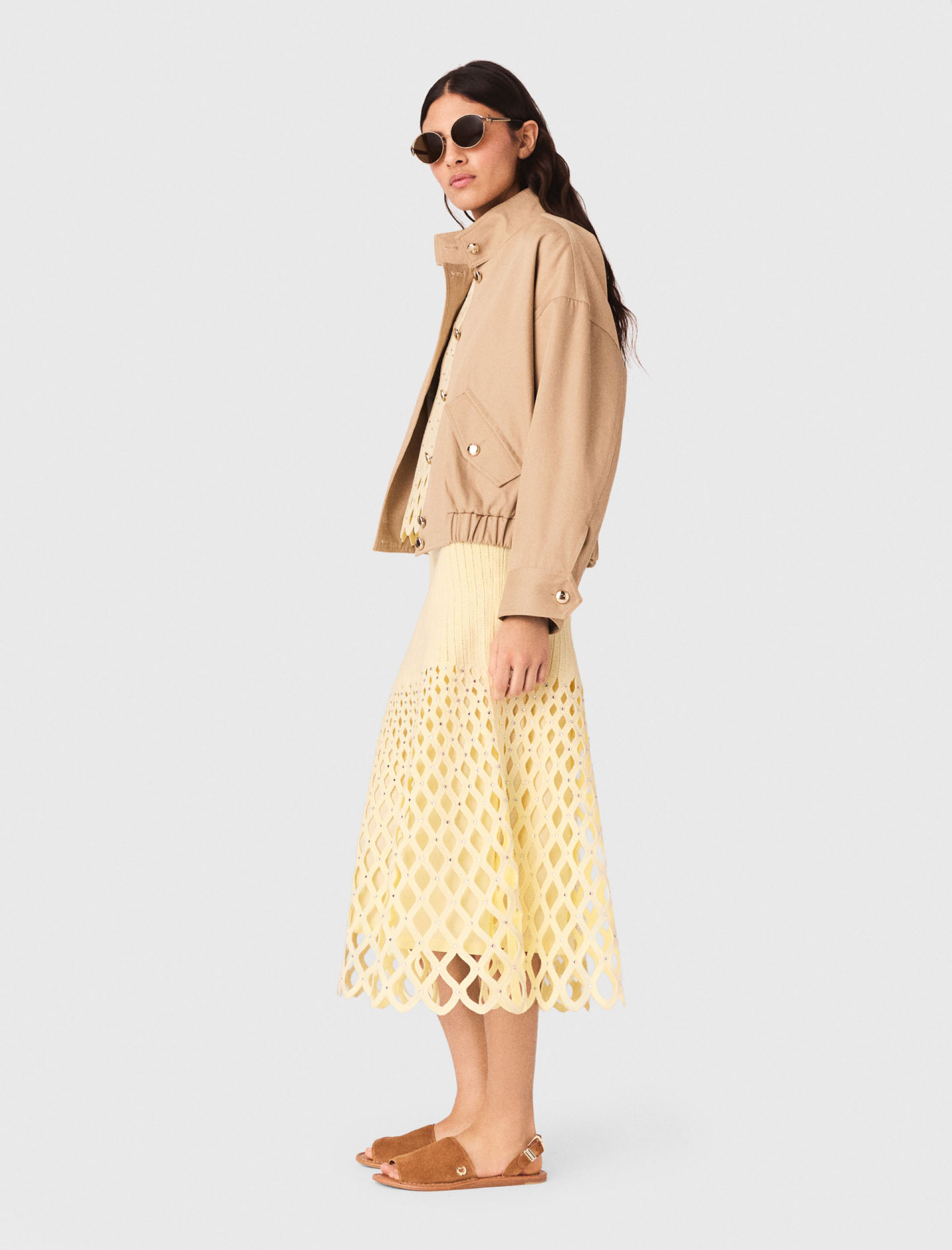 Жіноча жовта спідниця ажурної в'язки