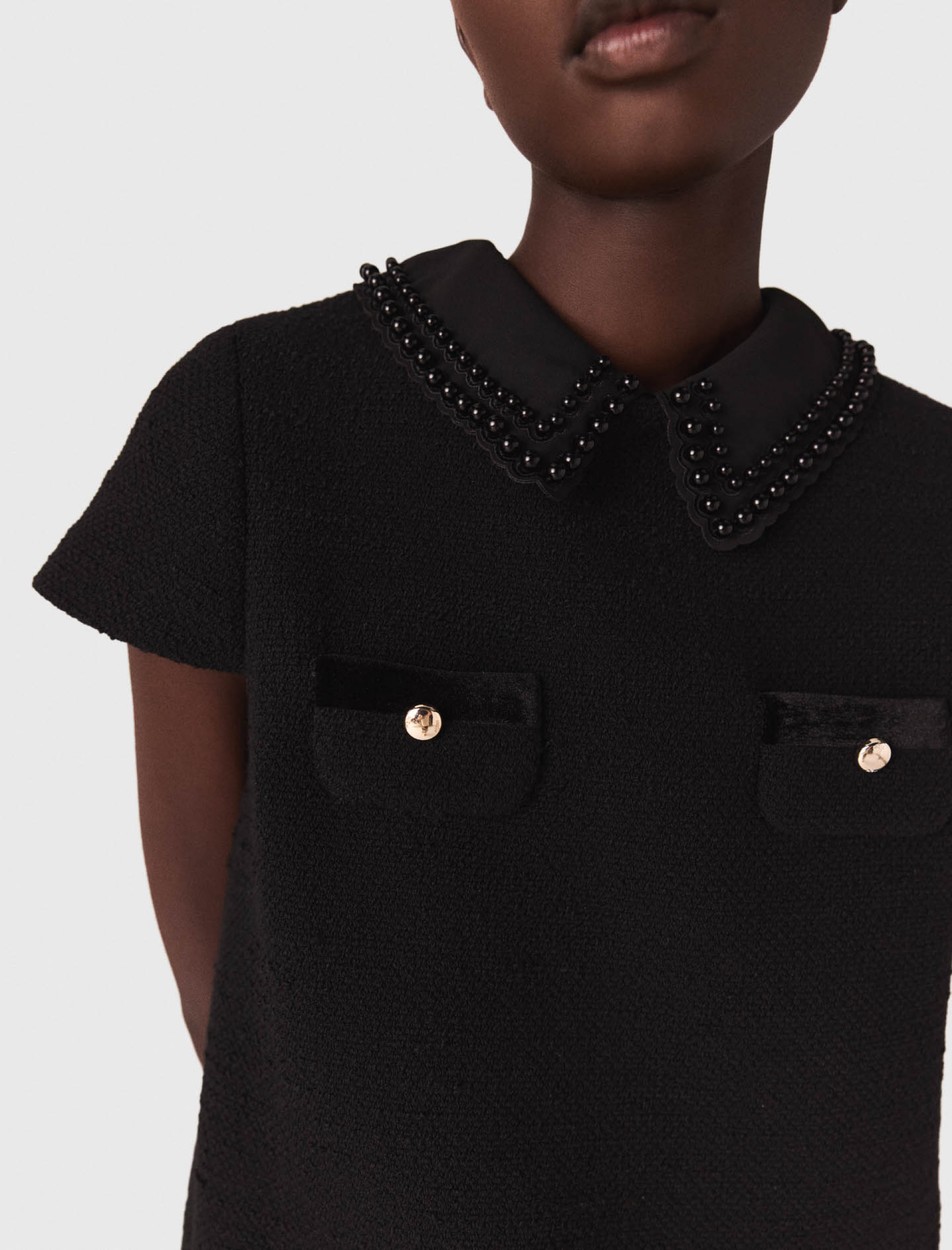 Женское короткое твидовое платье