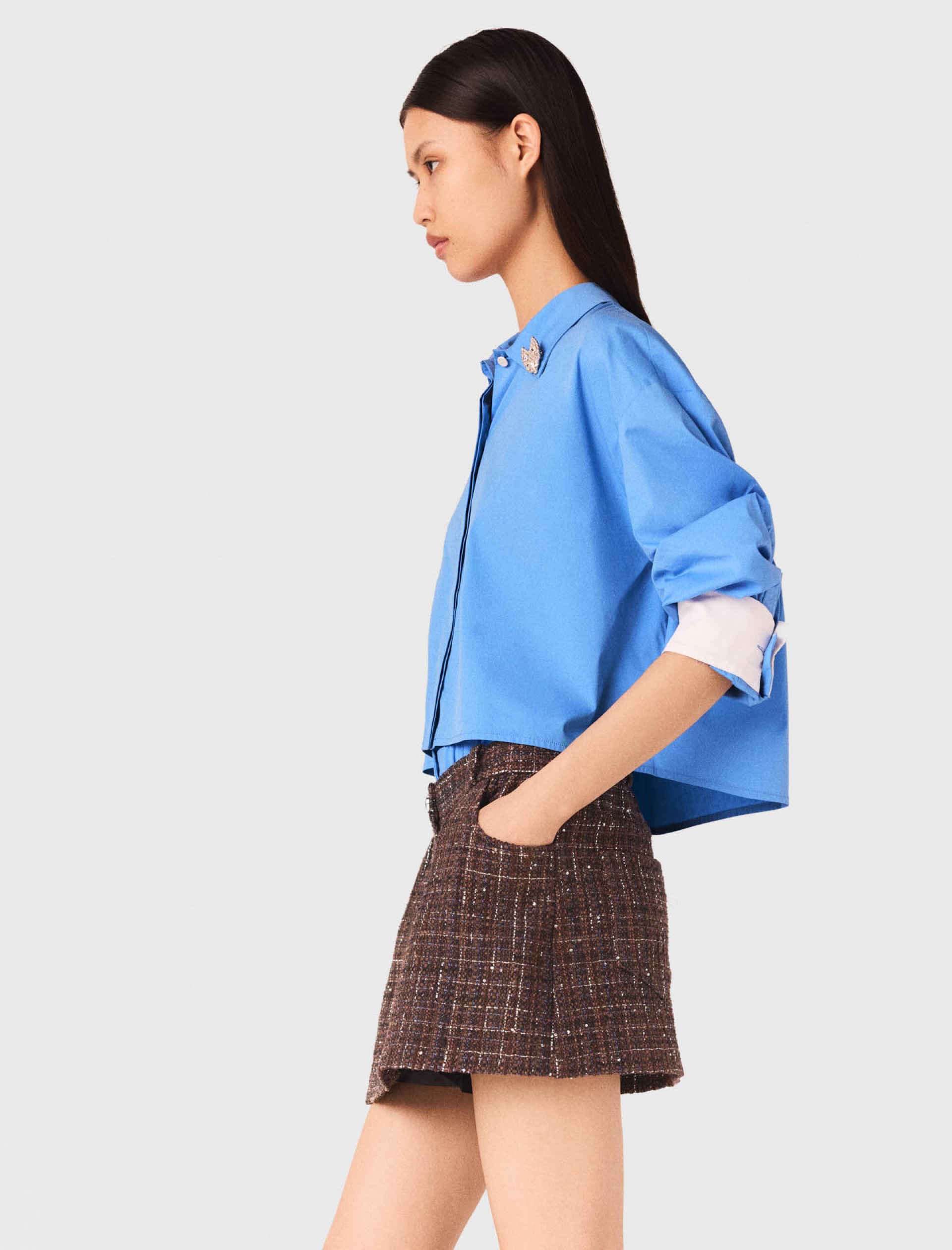 Жіночі твідові шорти-спідниця з еластичним поясом