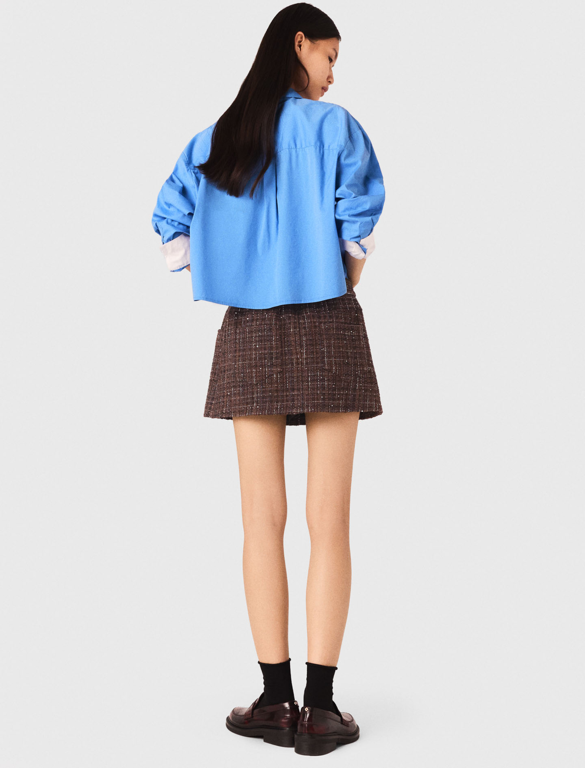 Жіночі твідові шорти-спідниця з еластичним поясом