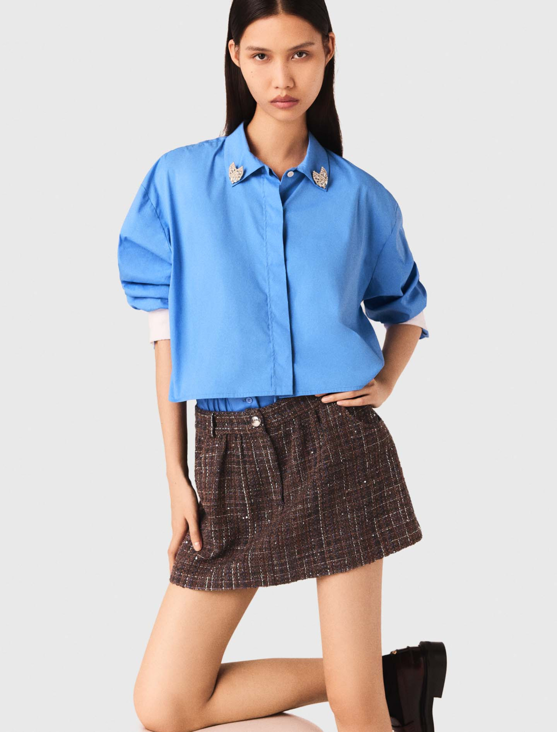 Жіночі твідові шорти-спідниця з еластичним поясом