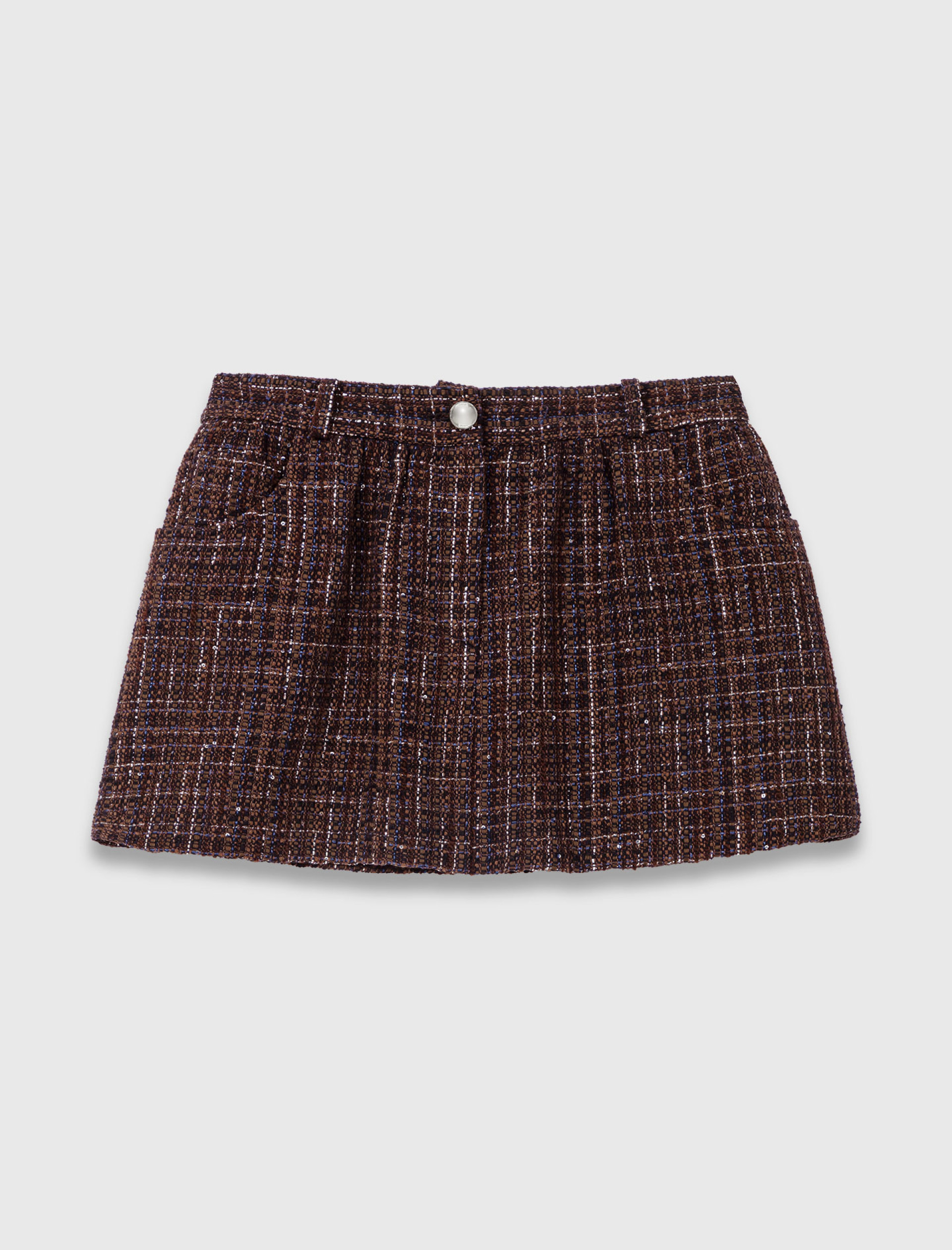 Жіночі твідові шорти-спідниця з еластичним поясом