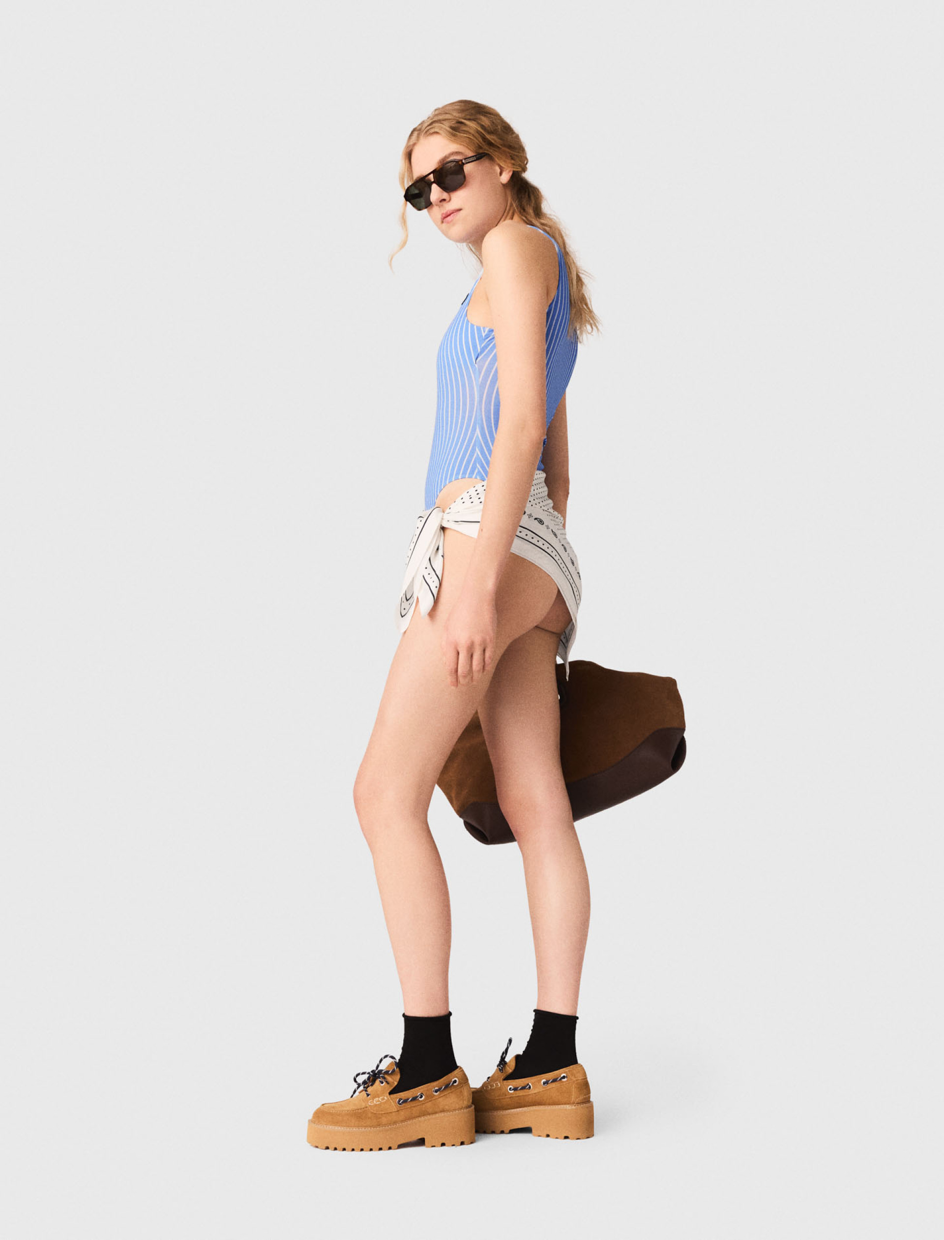 Жіночий блакитний смугастий боді