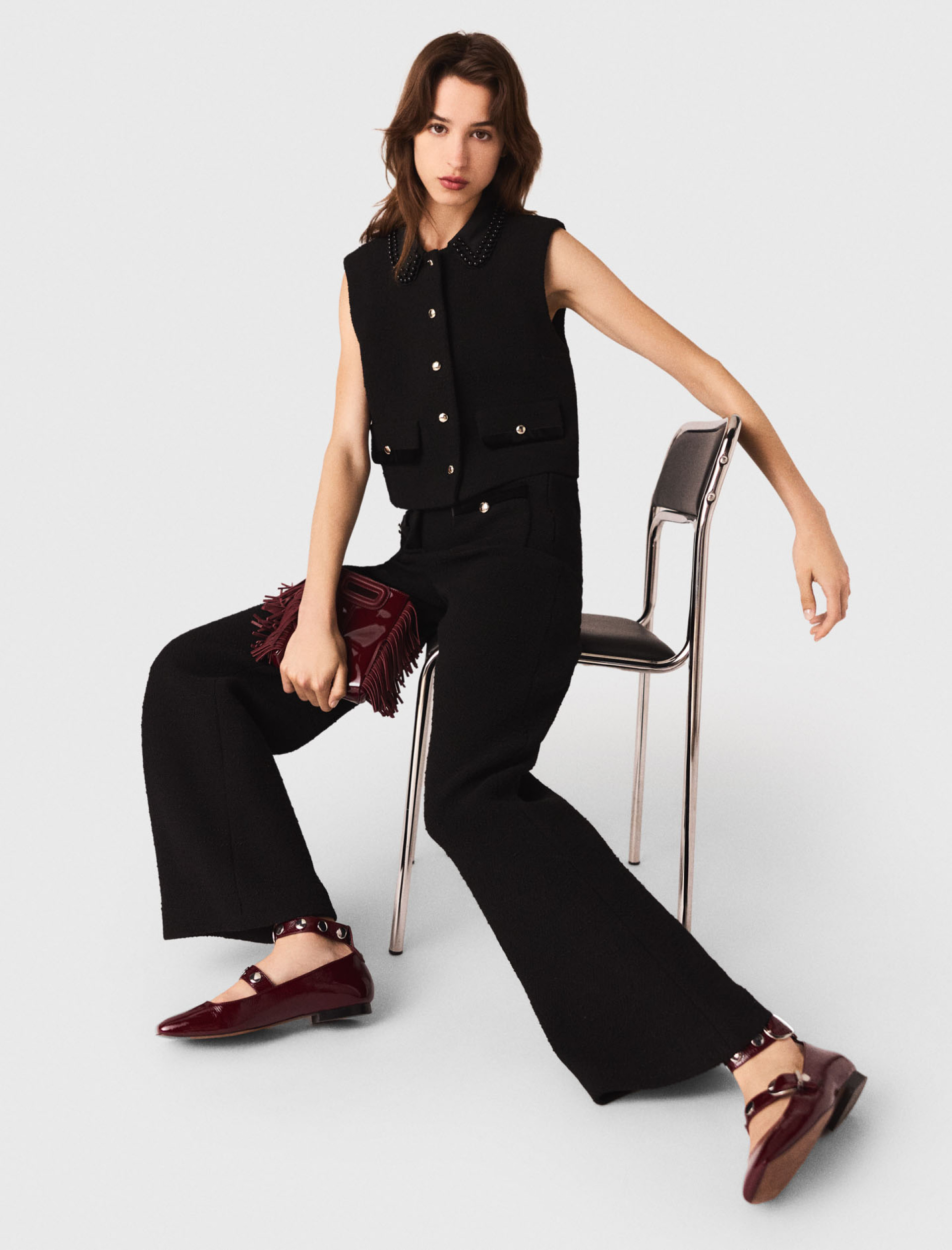 Жіночі широкі твідові брюки Жіночі широкі твідові брюки