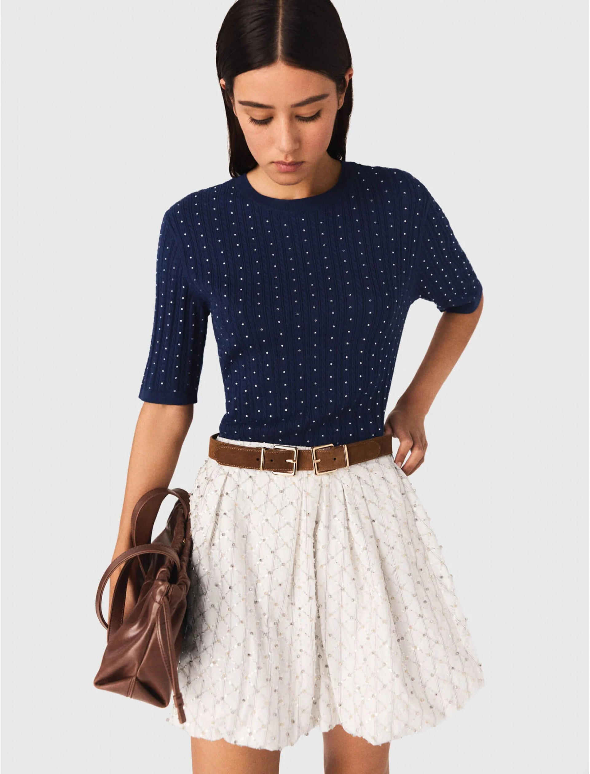 Жіночий синій джемпер зі стразами