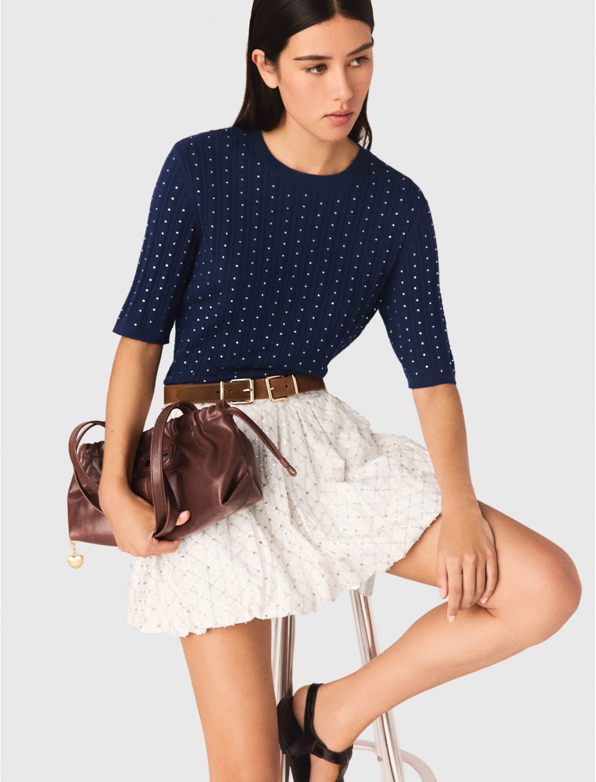 Жіночий синій джемпер зі стразами