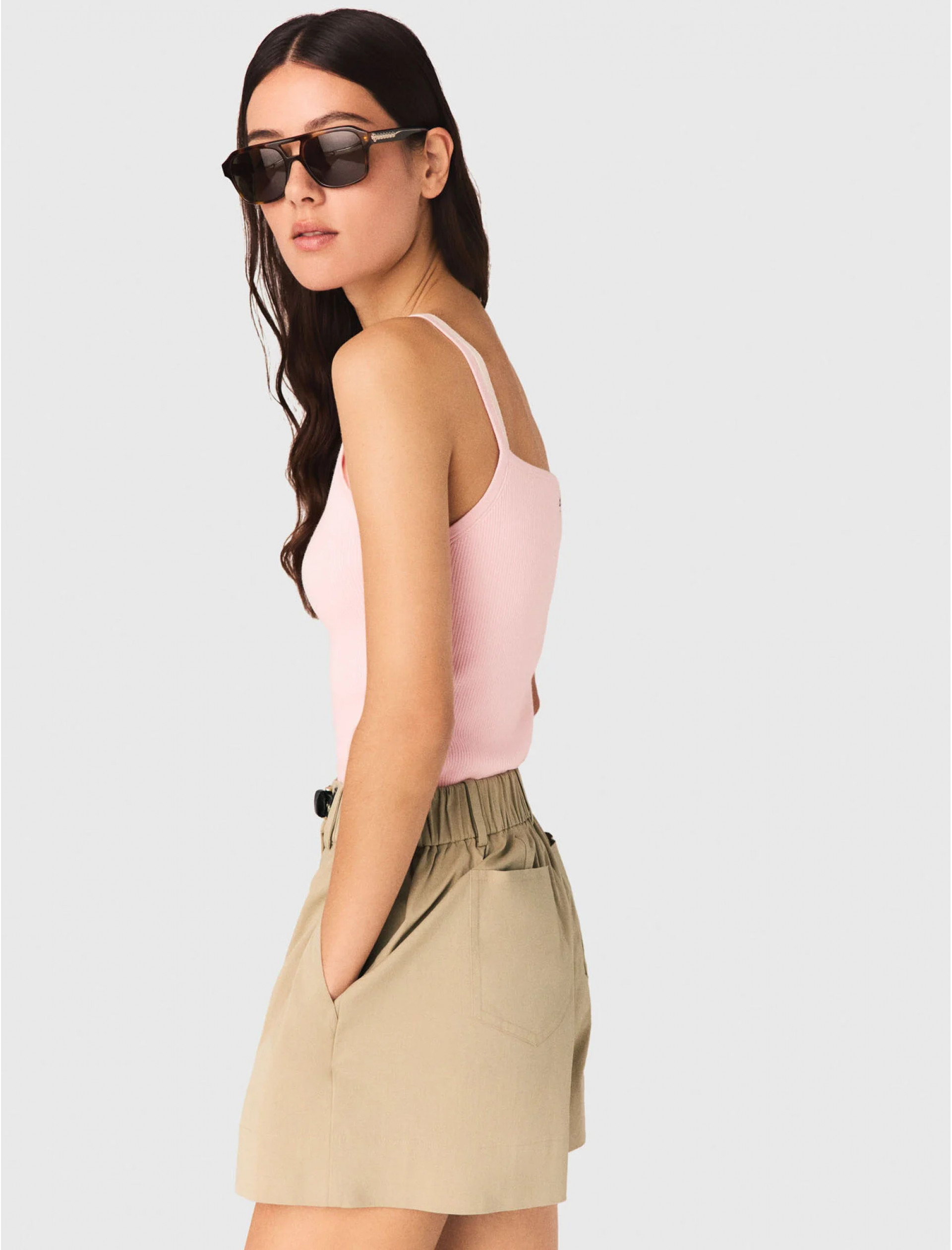 Жіночий рожевий топ в рубчик Жіночий рожевий топ в рубчик