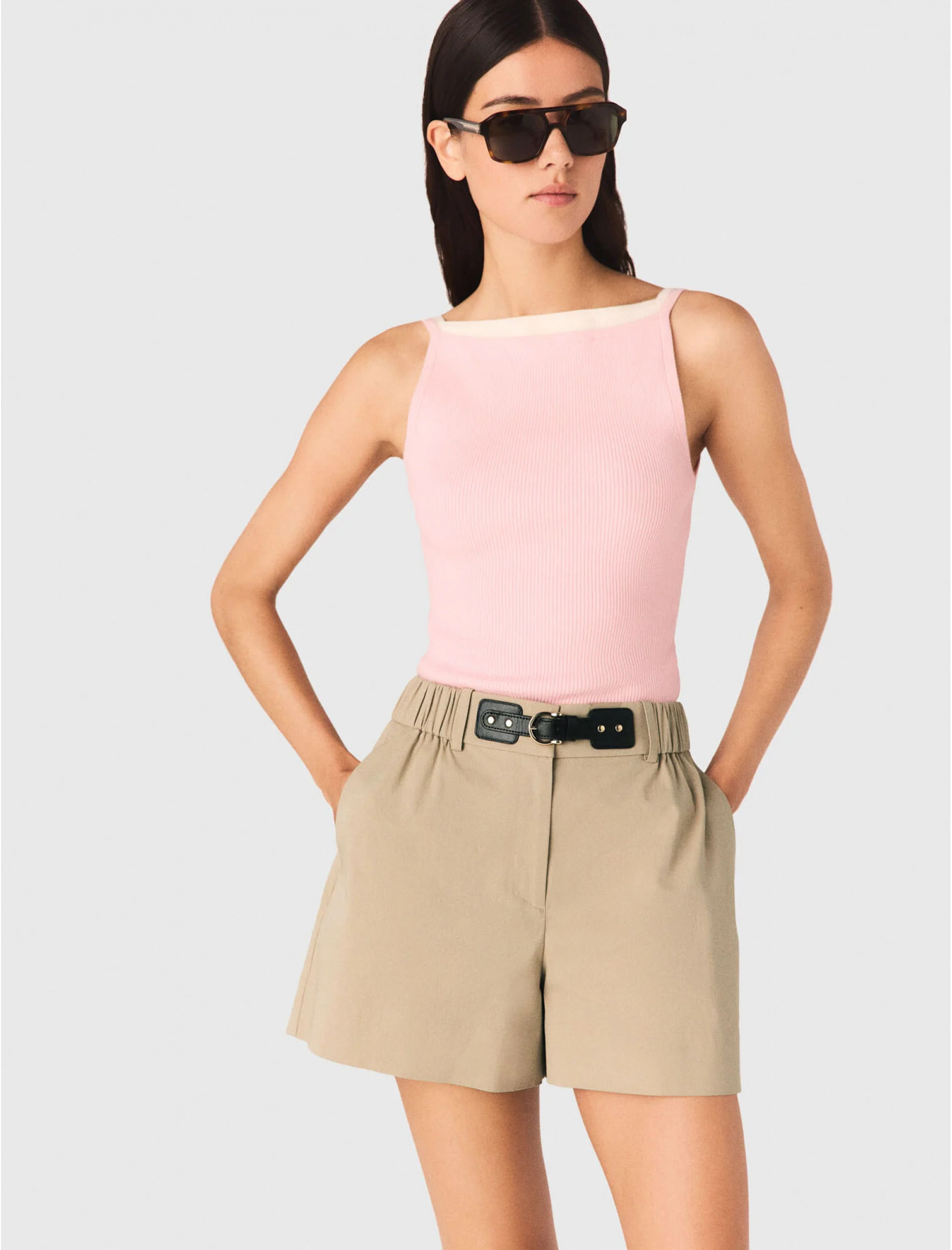 Жіночий рожевий топ в рубчик Жіночий рожевий топ в рубчик