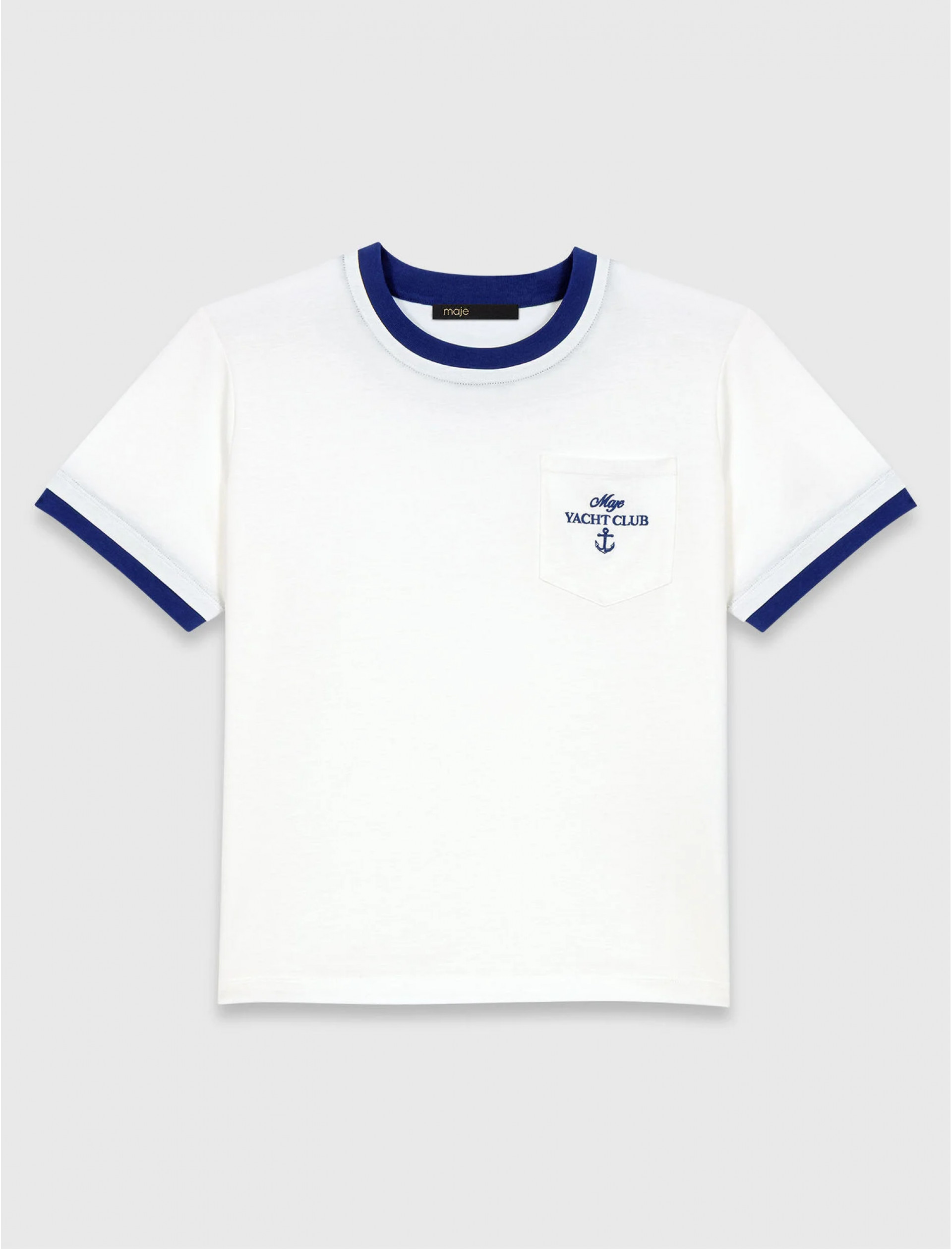 Жіноча біла футболка з контрастим оздобленням