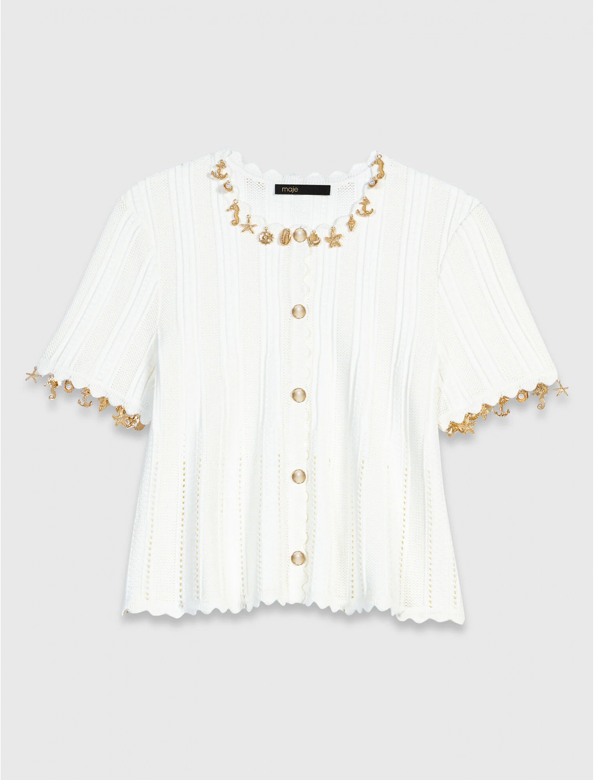 Женский белый кардиган с подвесками