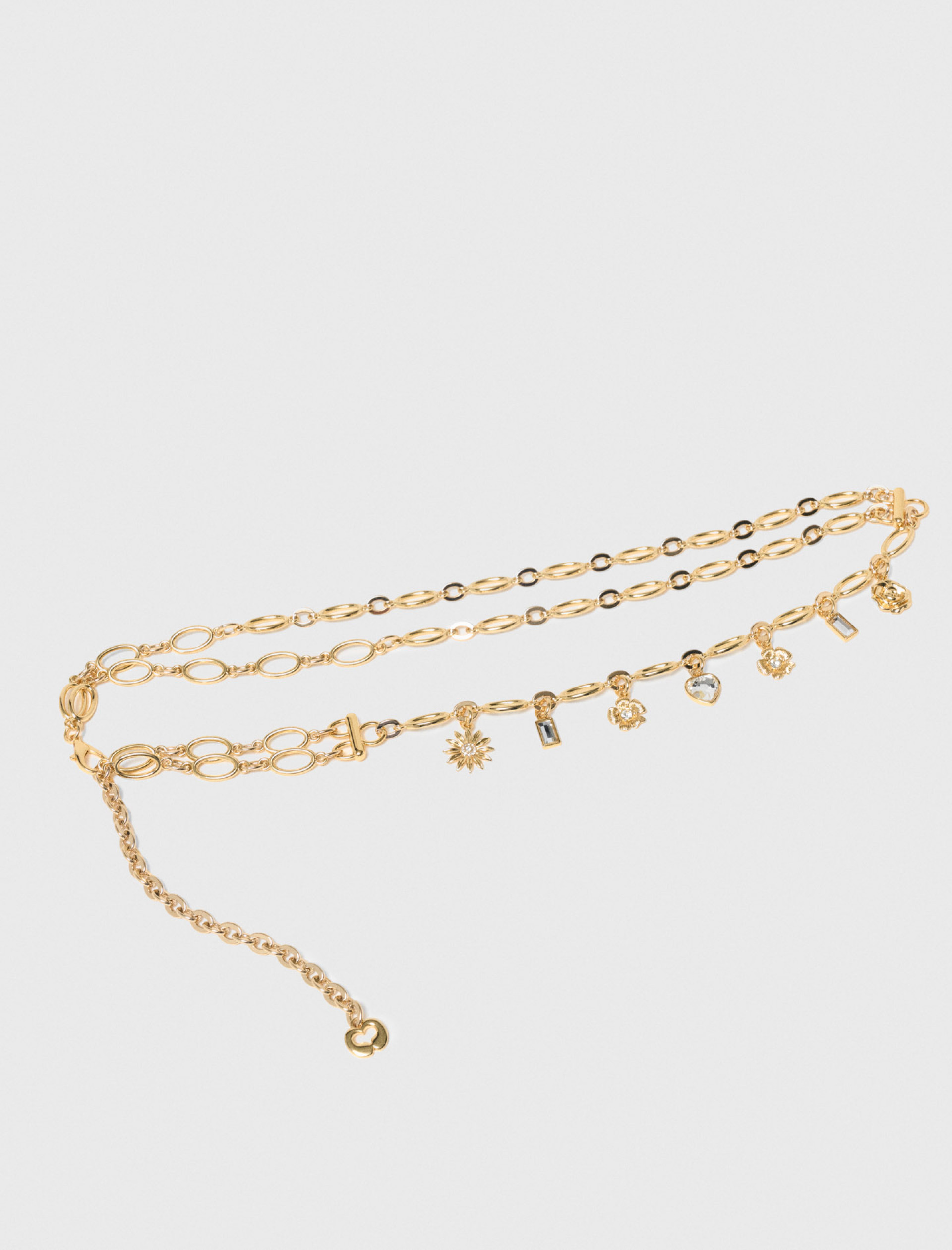 Женский ремень с двойной цепочкой и подвесками