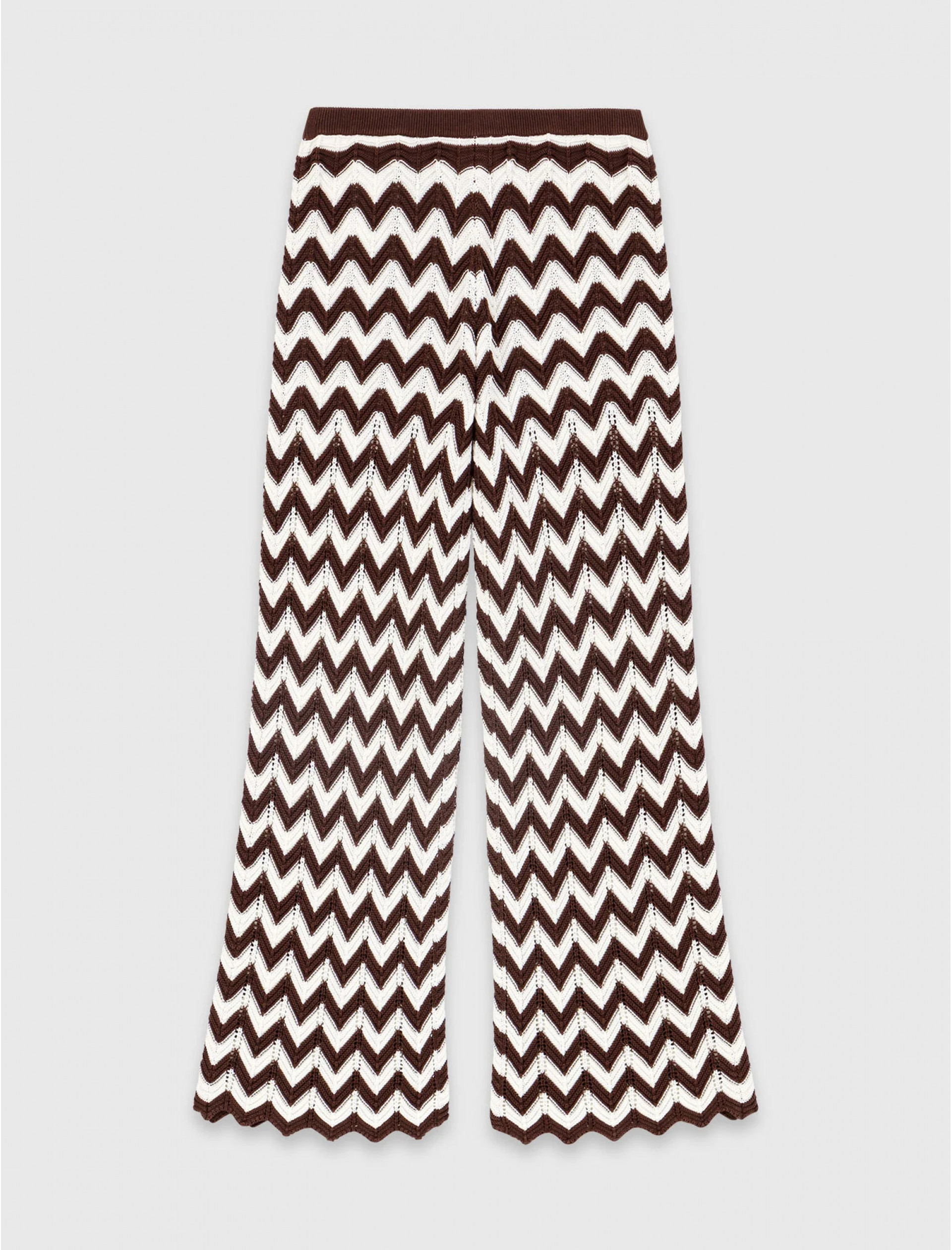 Жіночі в'язані брюки із зигзагоподібним візерунком