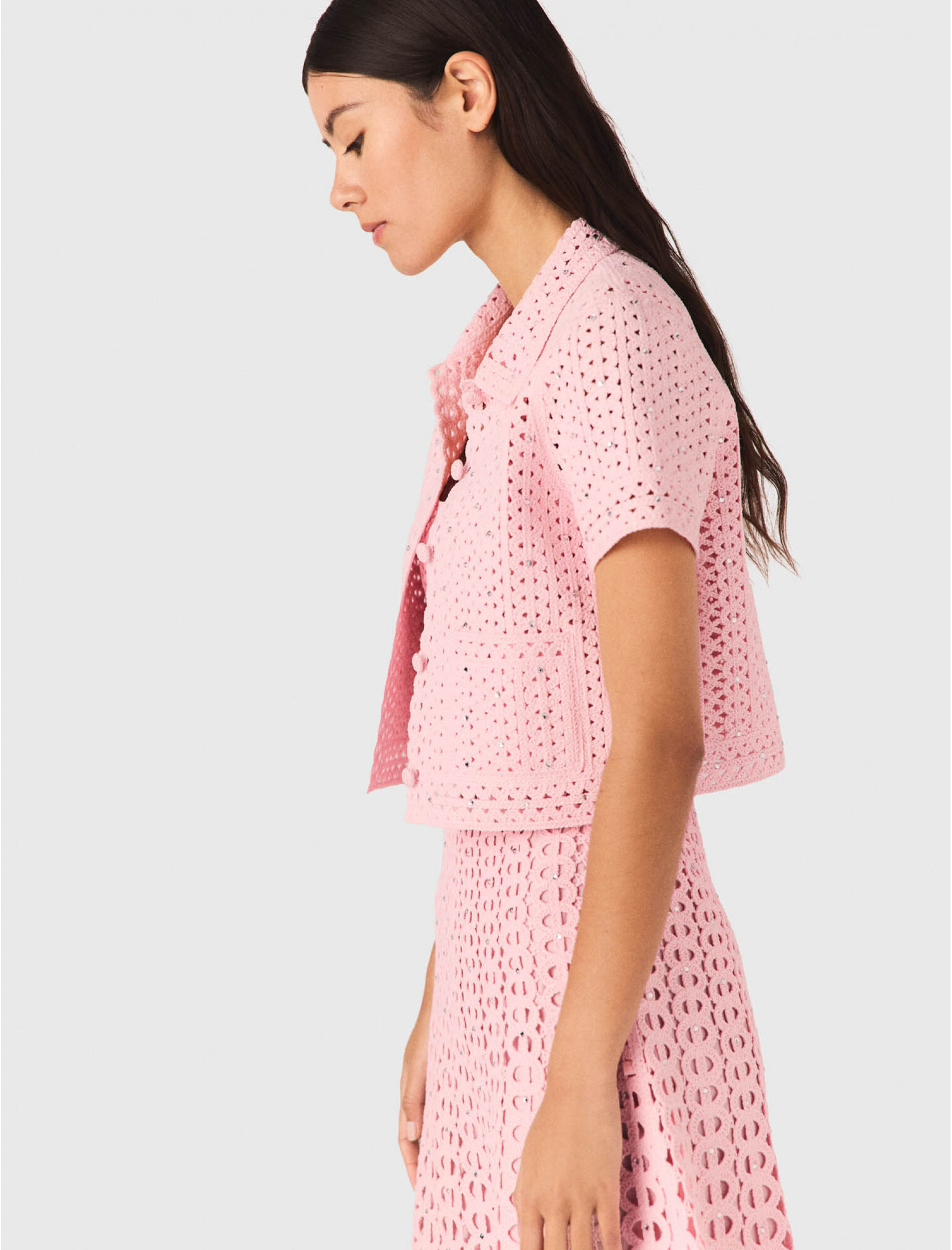 Женский вязаный кардиган со стразами