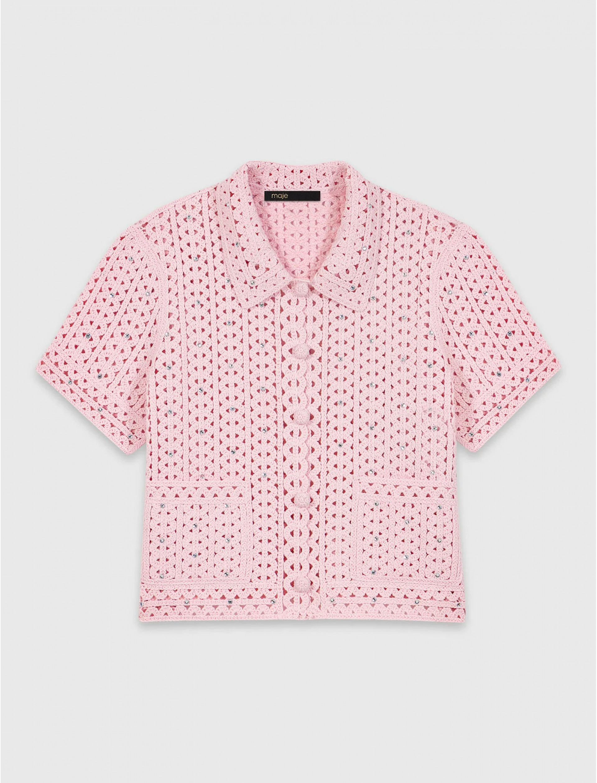 Женский вязаный кардиган со стразами