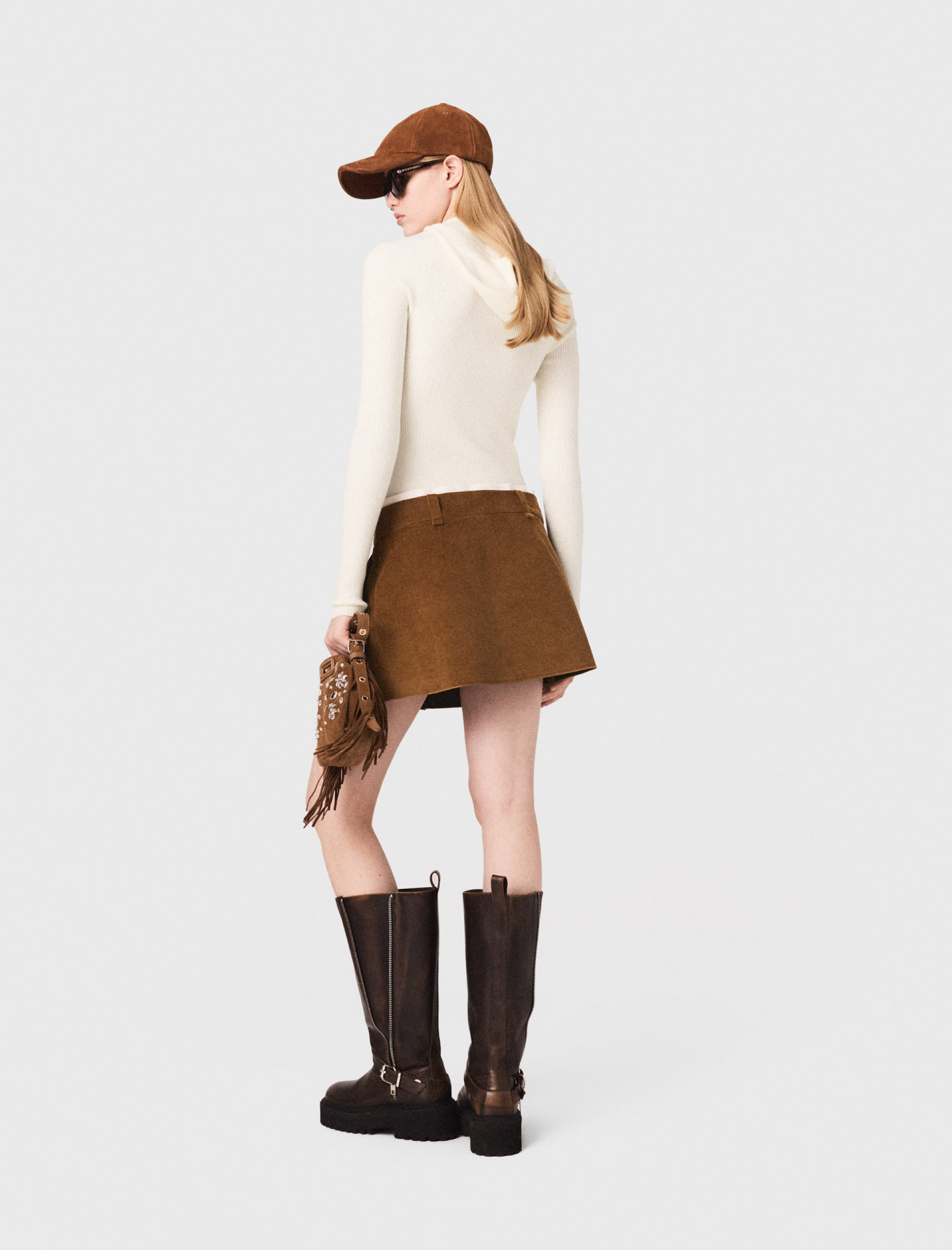 Жіноча вельветова міні-спідниця зі складками